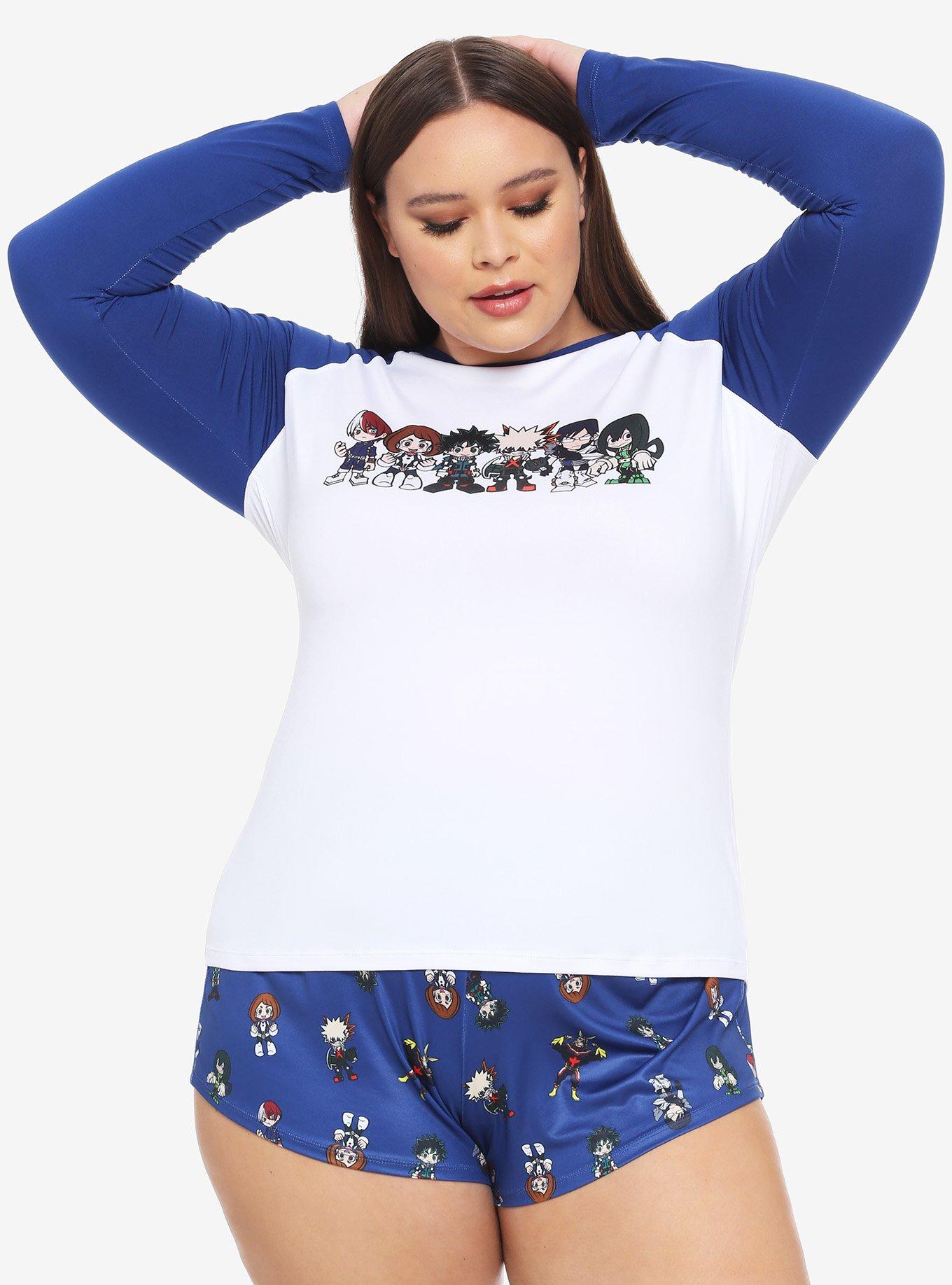 My Hero Academia Chibi Character Girls Rash Guard Plus Size, MULTI, hi-res