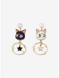 Sailor Moon Luna & Artemis Mismatch Pearl Earrings, , hi-res