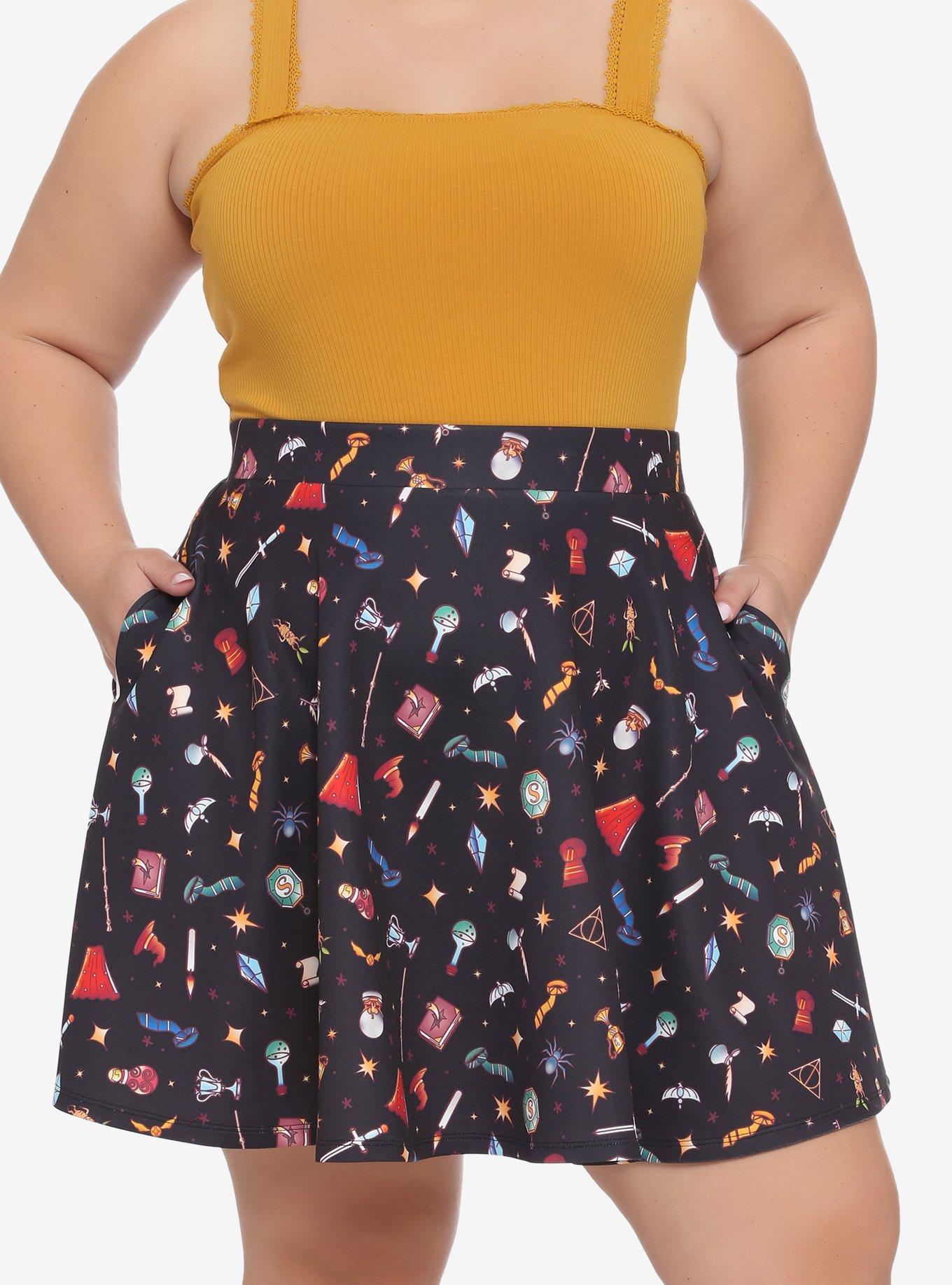 Harry Potter Icons Skater Skirt Plus Size, MULTI, hi-res
