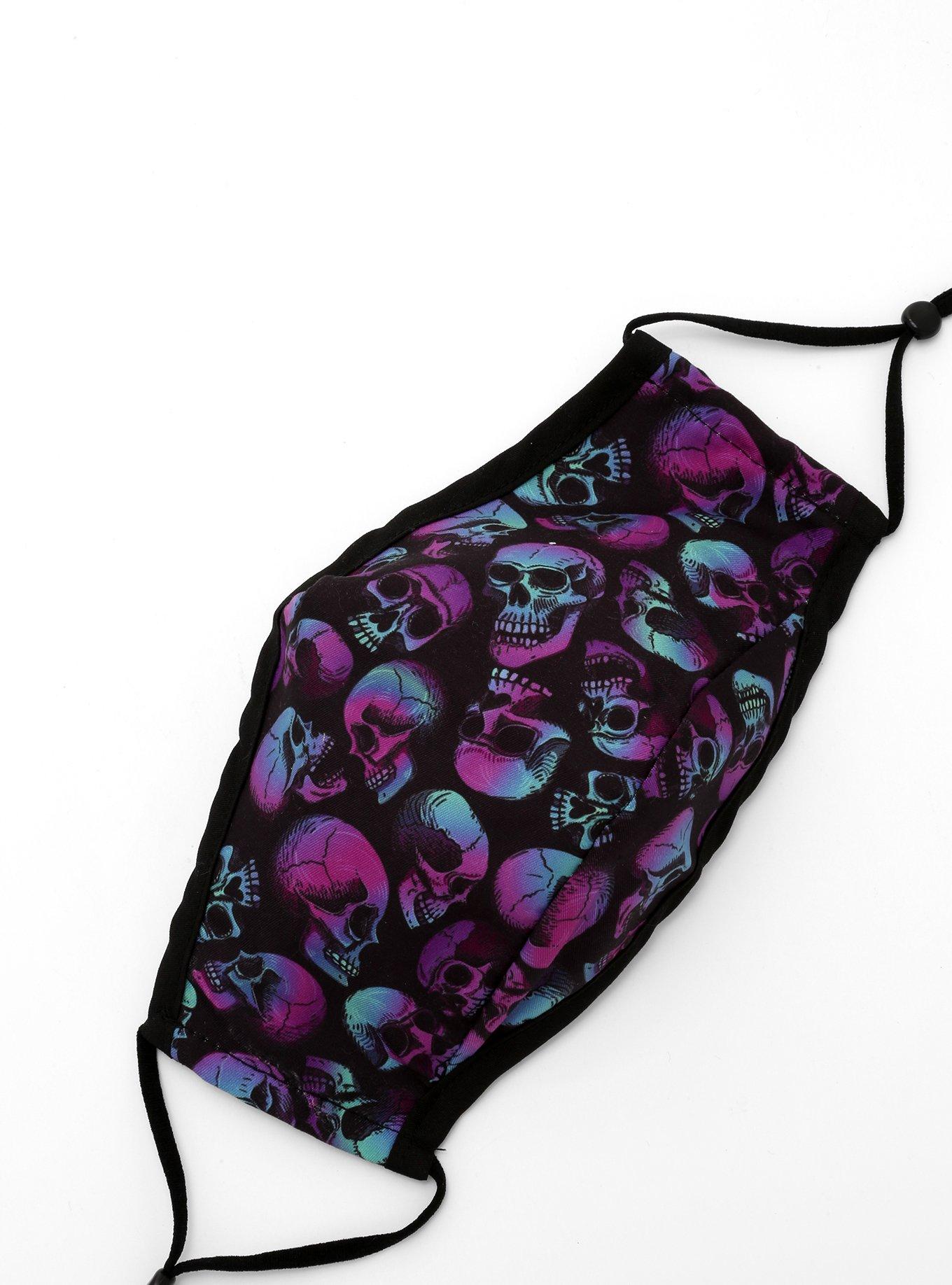 Purple Blue Skull Fashion Face Mask, , hi-res