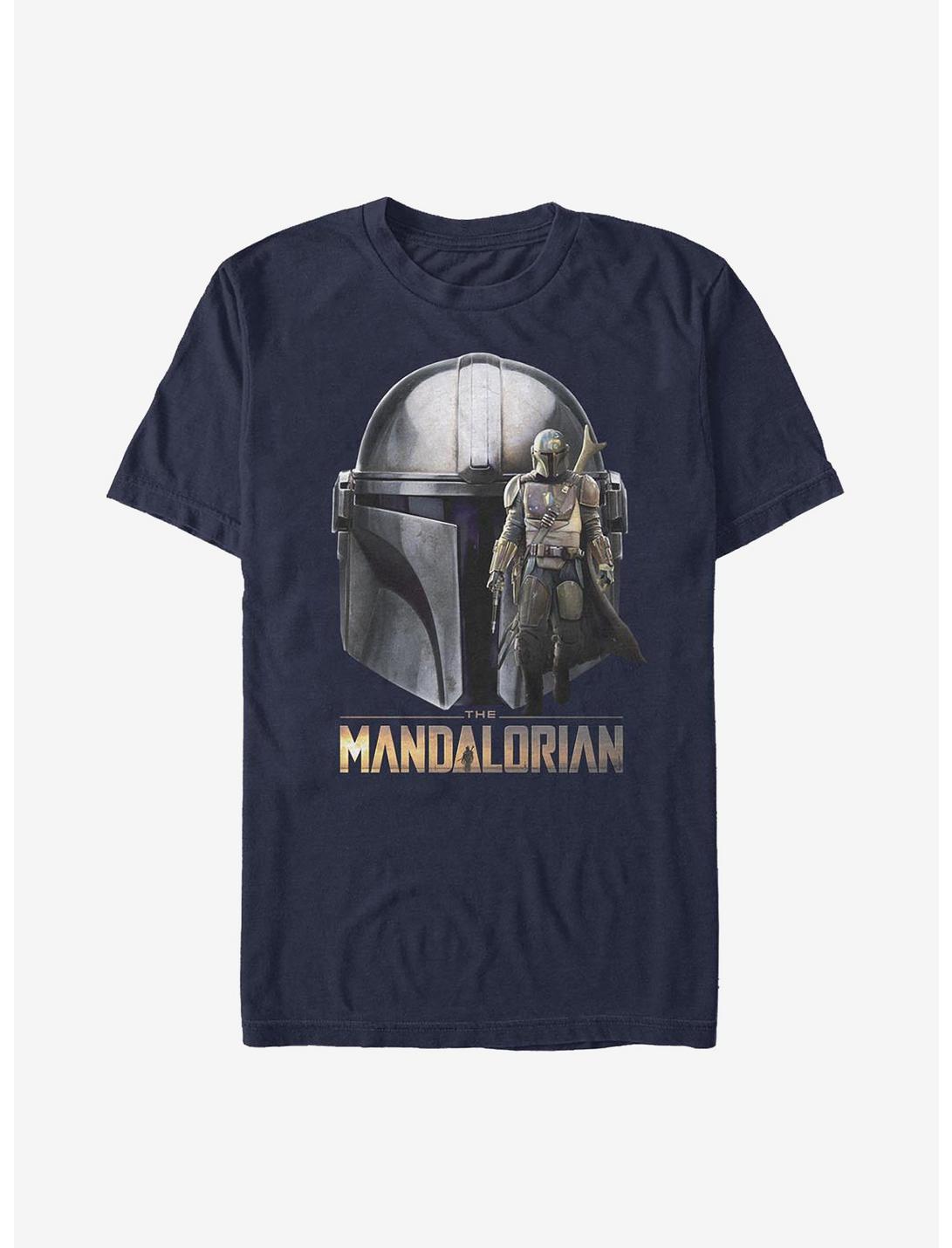 Plus Size Star Wars The Mandalorian Mando Helmet T-Shirt, NAVY, hi-res