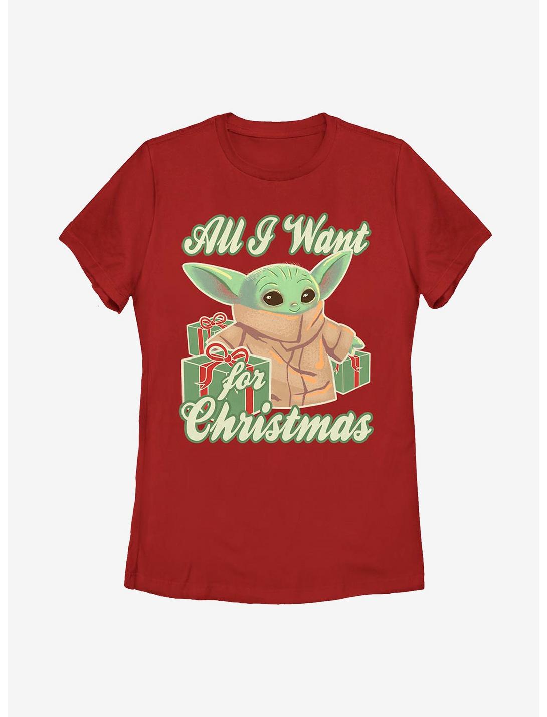 Star Wars The Mandalorian The Child Christmas Baby Womens T-Shirt, RED, hi-res