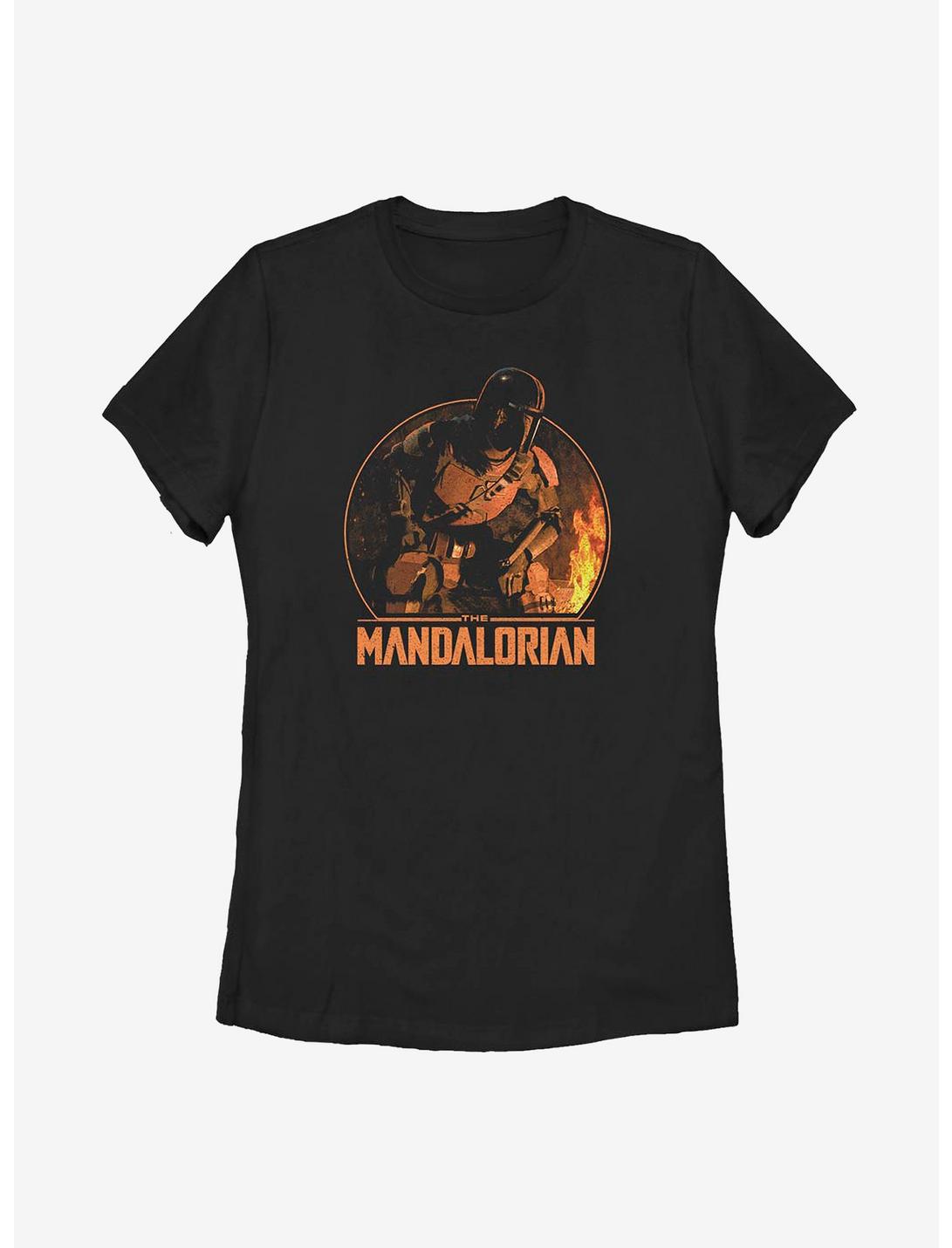 Star Wars The Mandalorian The Child Camping Mando Womens T-Shirt, BLACK, hi-res