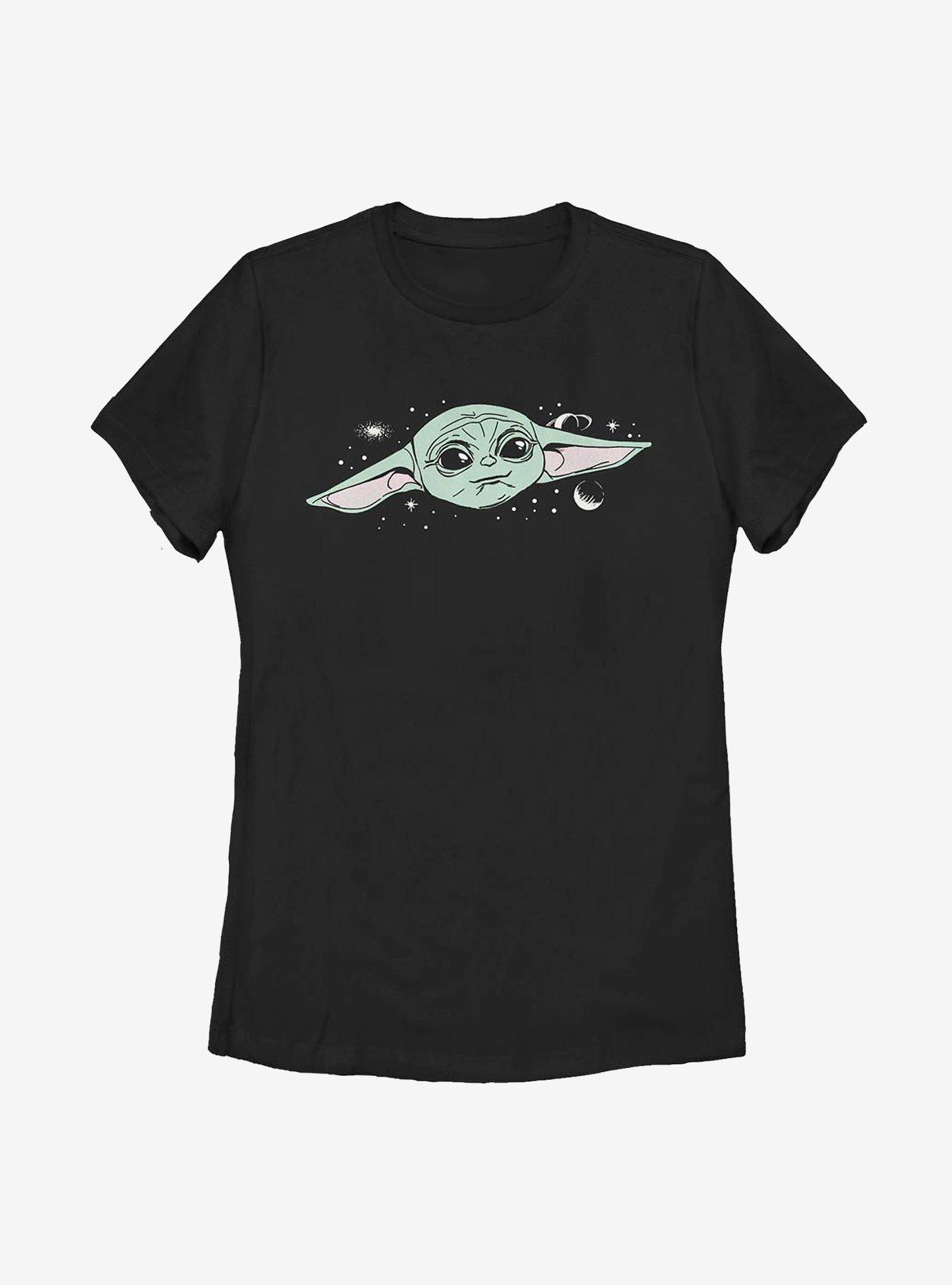 Star Wars The Mandalorian The Child Cute Big Face Womens T-Shirt, BLACK, hi-res