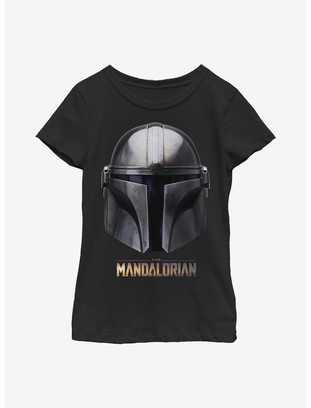 Star Wars The Mandalorian Helmet Youth Girls T-Shirt, BLACK, hi-res