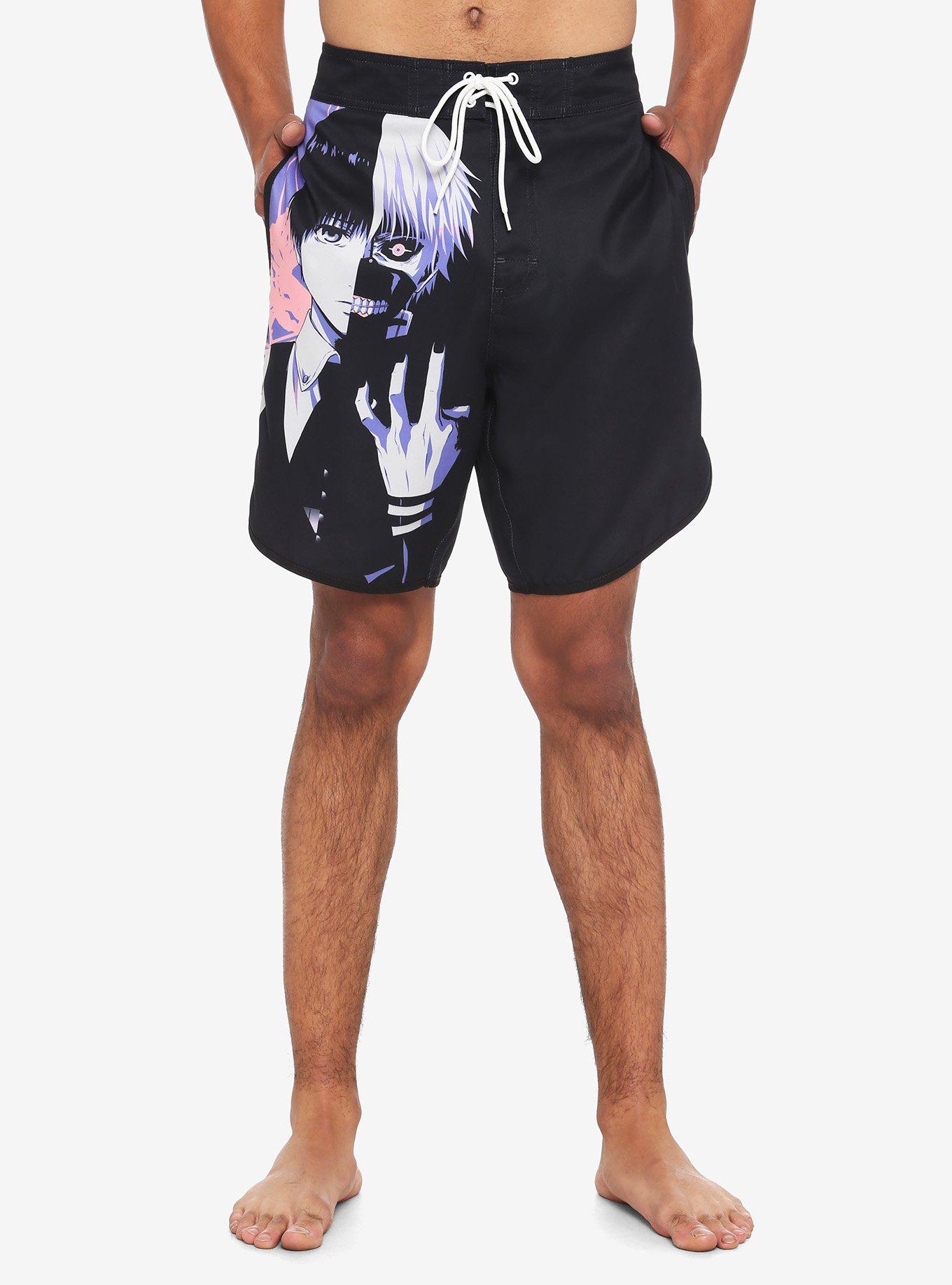 Tokyo Ghoul Kaneki Split Swim Trunks, MULTI, hi-res