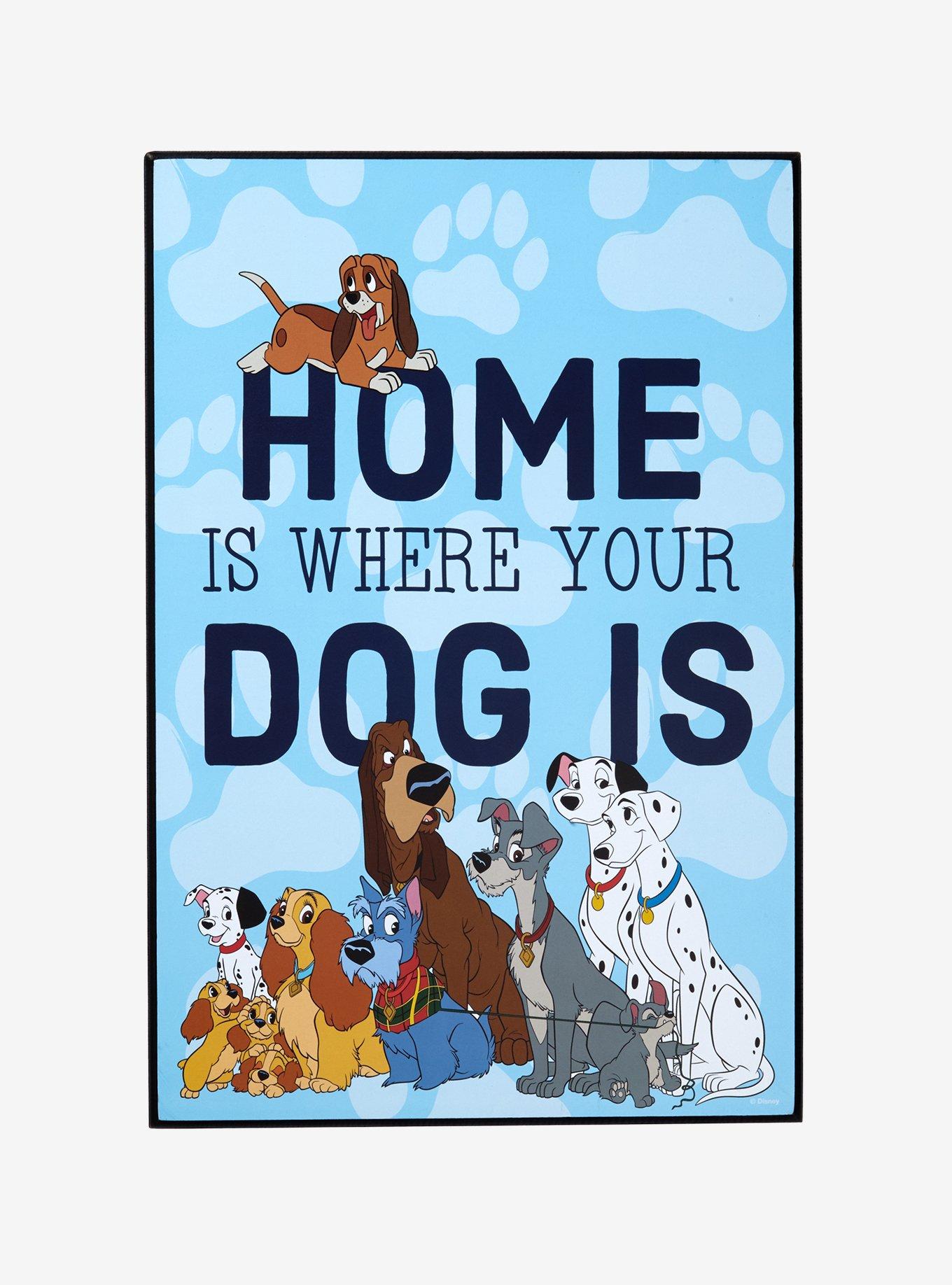  Silver Buffalo Disney Classics Dogs Home Is Where Your Dog Is  Gel Coat Framed MDF Wall Decor Art Poster, 10 x 18 Inches : Everything Else