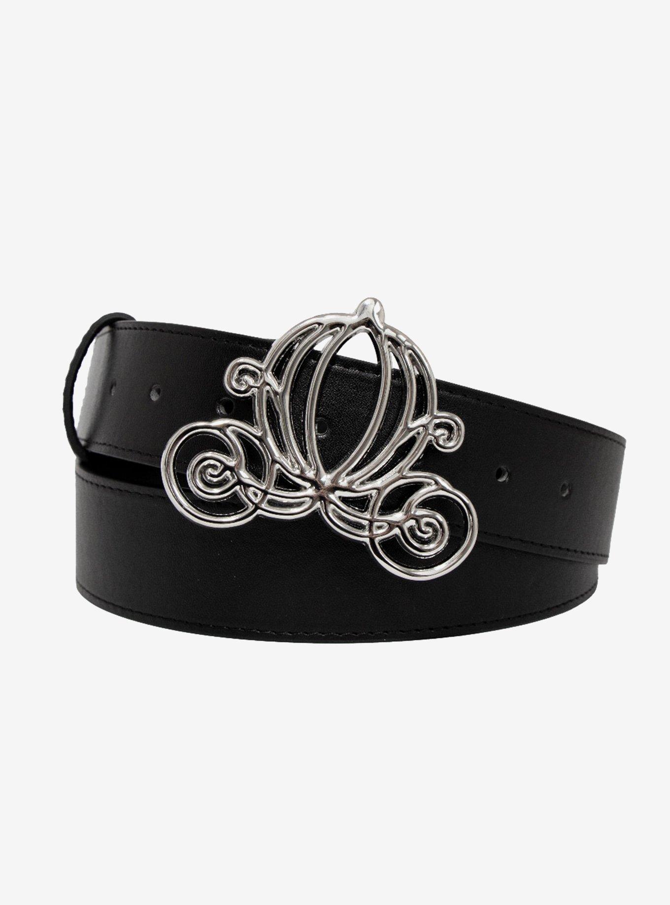 Disney Cinderella Carriage Silver Buckle Vegan Leather Belt, , hi-res