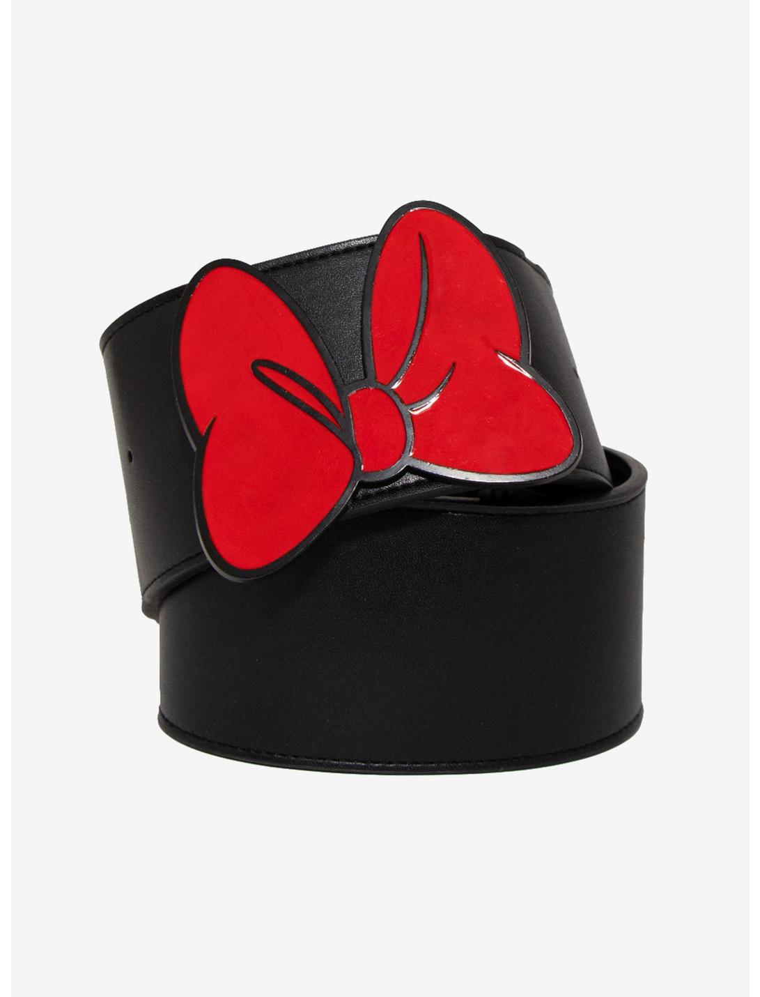 Disney Minnie Mouse Red Bow Vegan Leather Belt, BLACK, hi-res