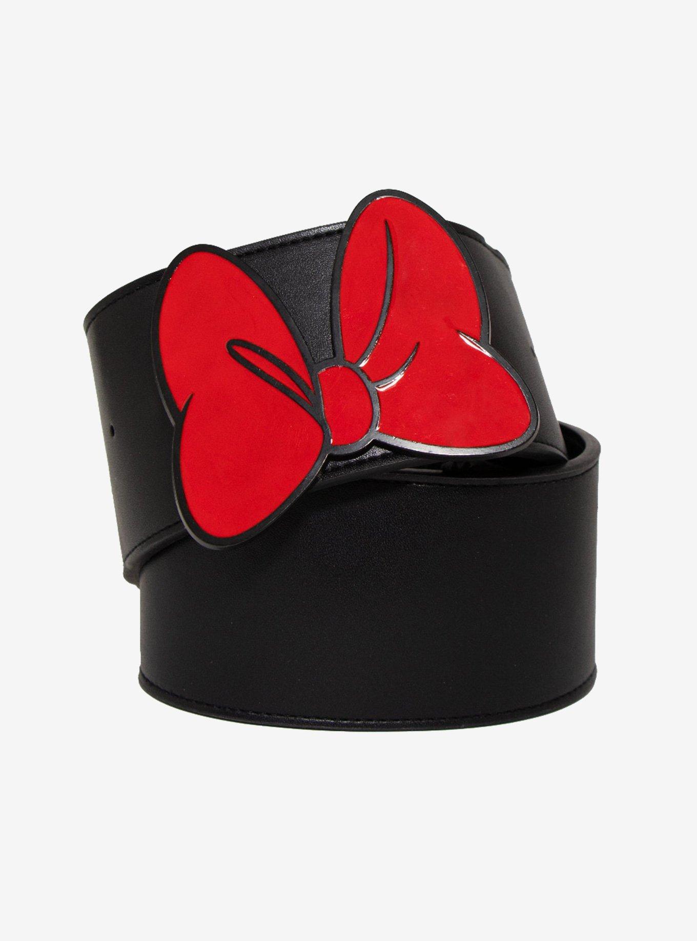 Disney Minnie Mouse Red Bow Vegan Leather Belt, BLACK, hi-res