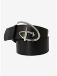 Disney Signature D Logo Silver Vegan Leather Belt, BLACK, hi-res