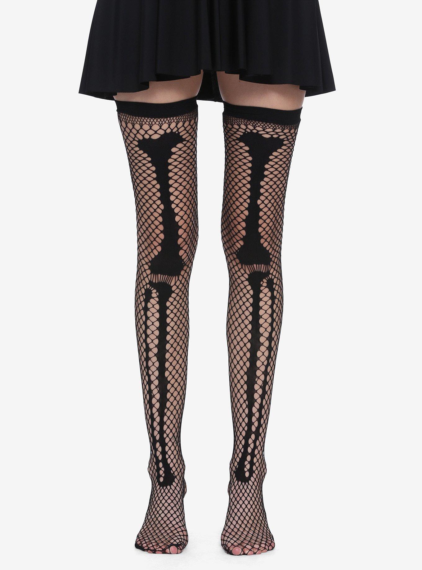 Skeleton Fishnet Thigh Highs | Hot Topic