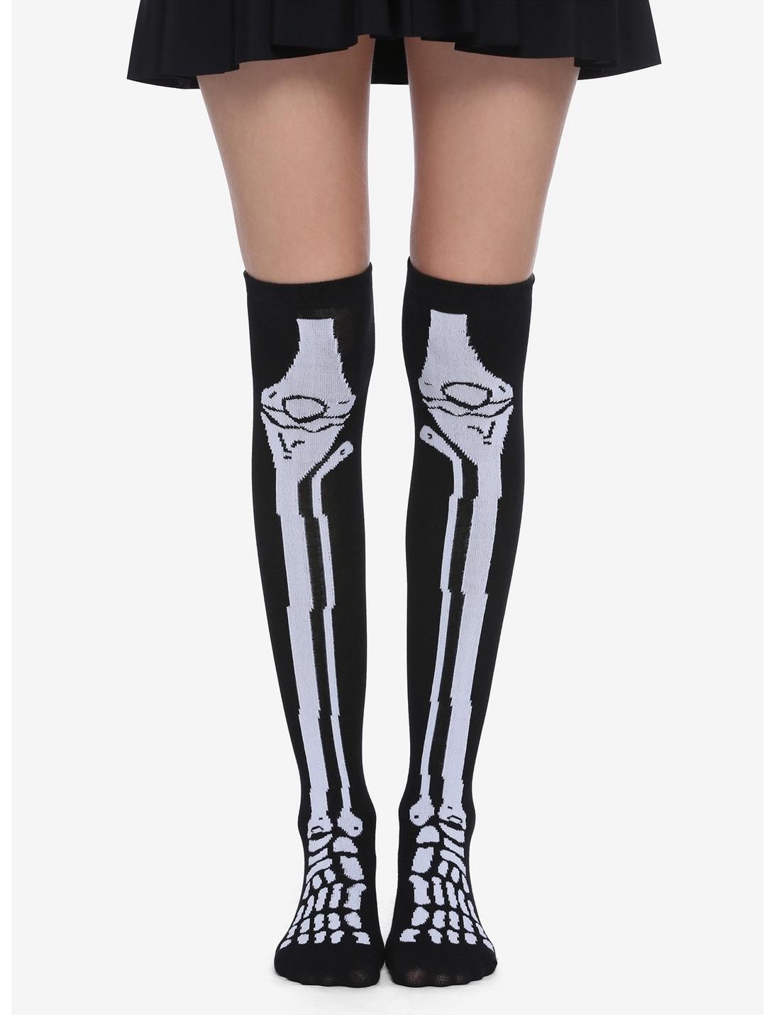 Skeleton Over-The-Knee Socks, , hi-res
