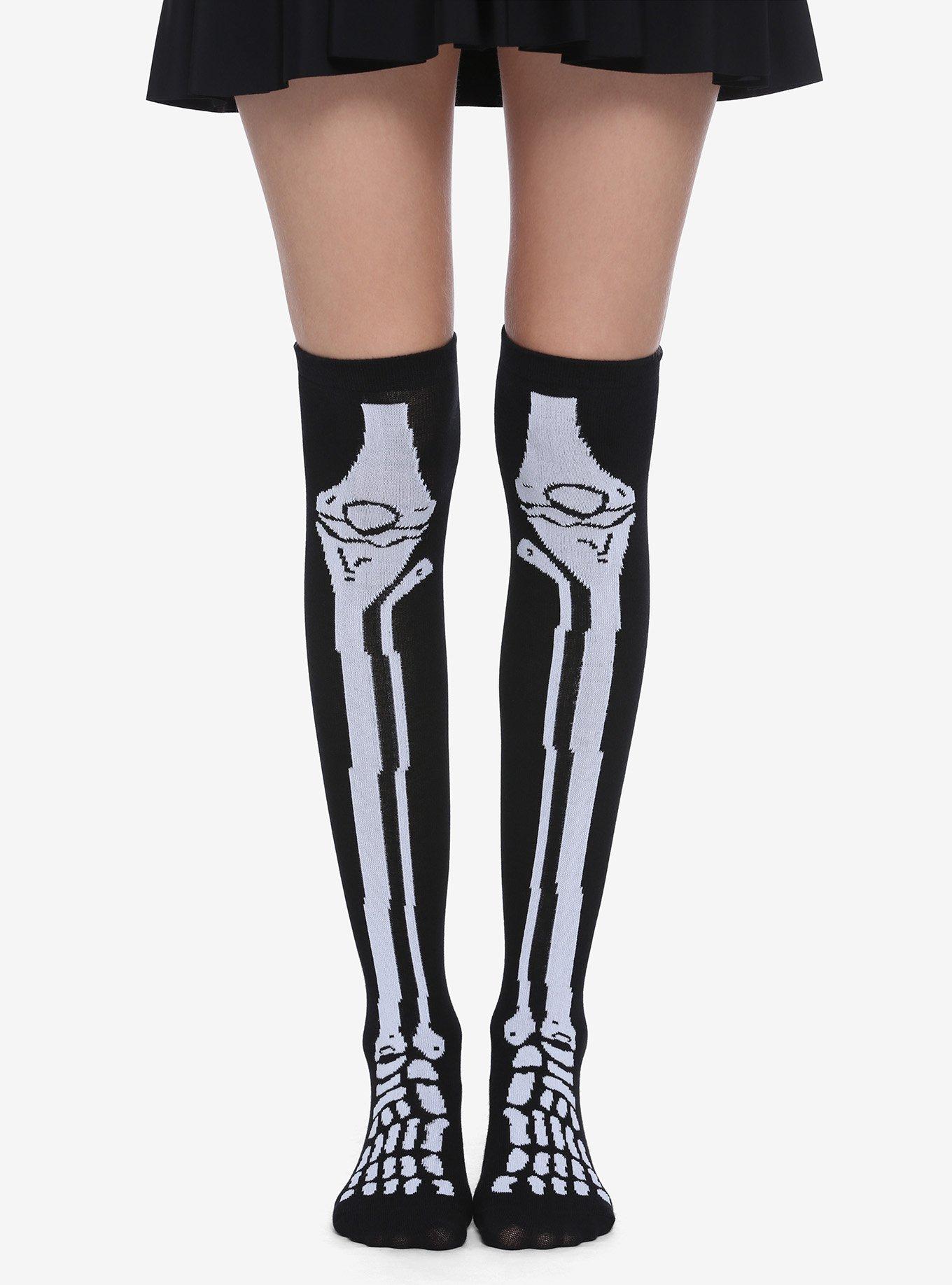 Skeleton Over-The-Knee Socks, , hi-res