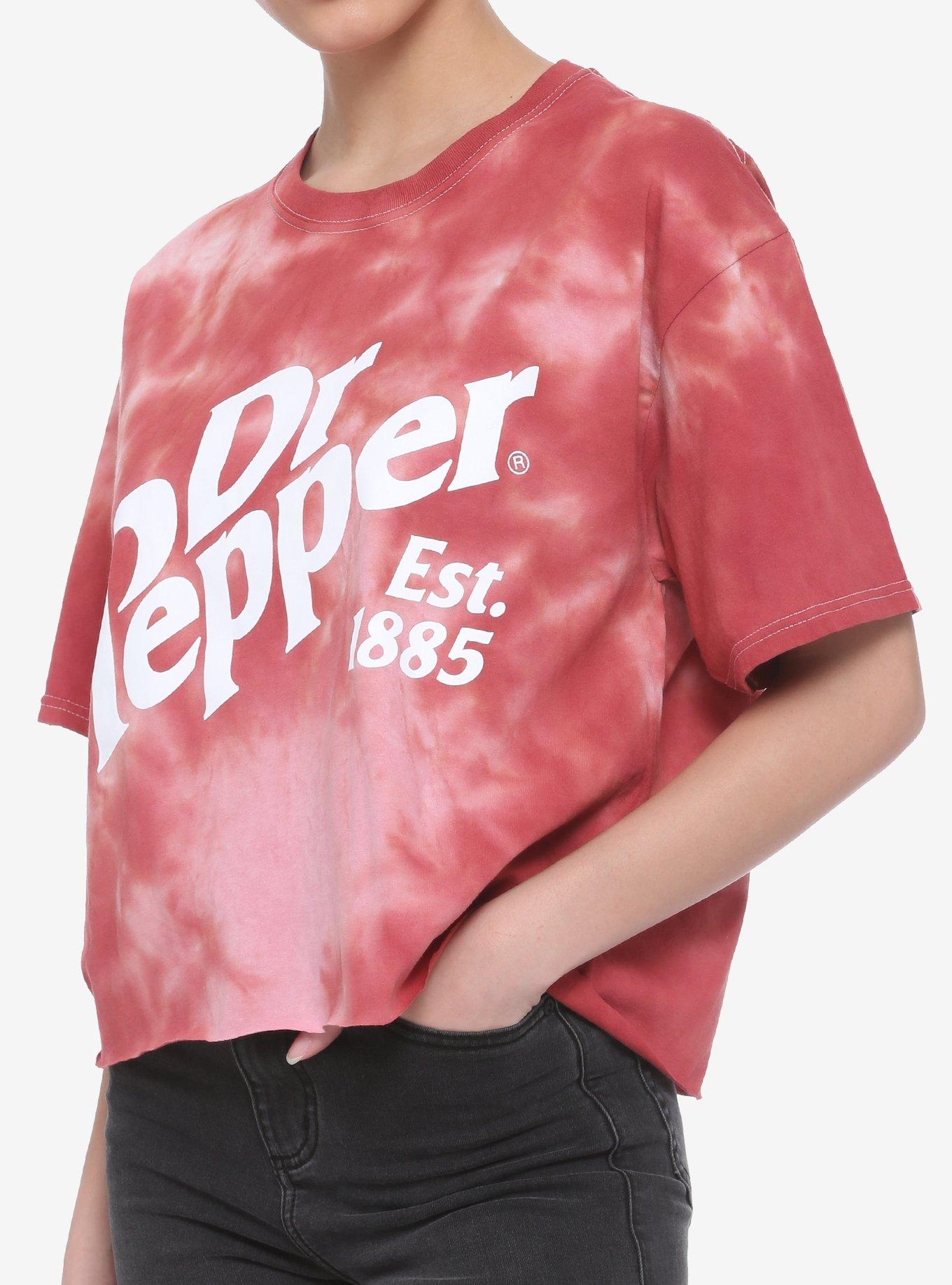 Dr Pepper Logo Tie-Dye Girls Crop T-Shirt, WHITE, hi-res