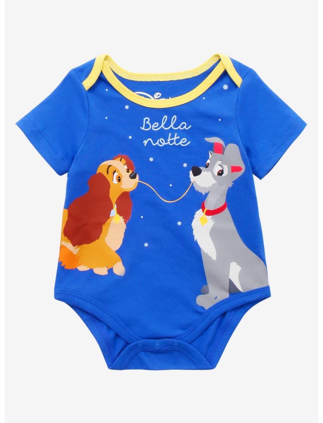 Disney Lady and the Tramp Bella Notte Infant One-Piece - BoxLunch Exclusive, BLUE, hi-res