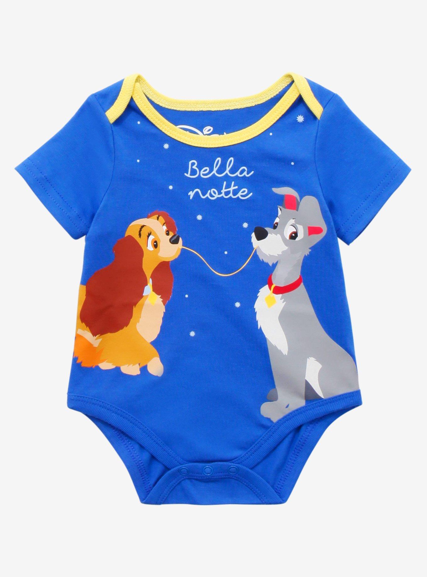 Disney Lady and the Tramp Bella Notte Infant One-Piece - BoxLunch Exclusive, BLUE, hi-res