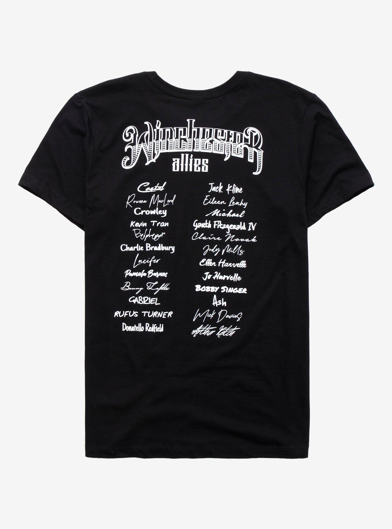 Supernatural Winchester Allies List Boyfriend Fit Girls T-Shirt, WHITE, hi-res