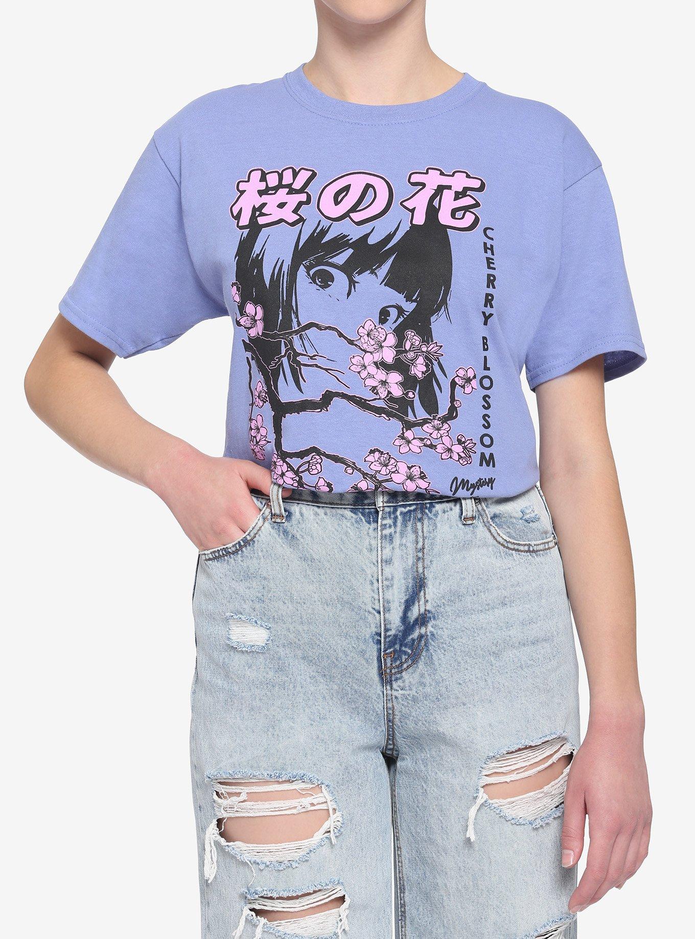 Cherry Blossom Face Boyfriend Fit Girls T-Shirt | Hot Topic