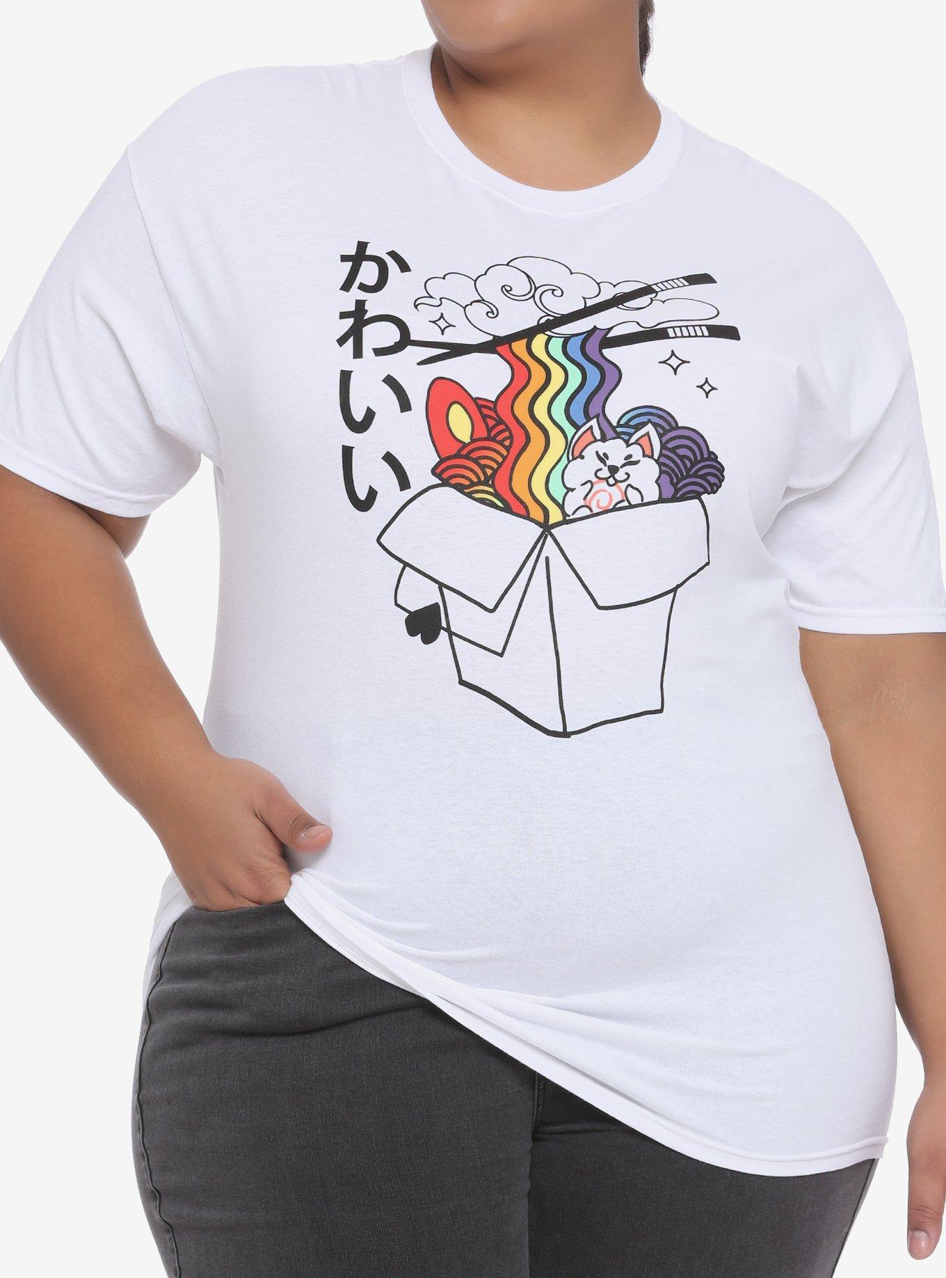Rainbow Ramen Boyfriend Fit Girls T-Shirt Plus Size, MULTI, hi-res