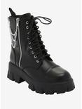 Double Zipper Chain Black Combat Boots, MULTI, hi-res