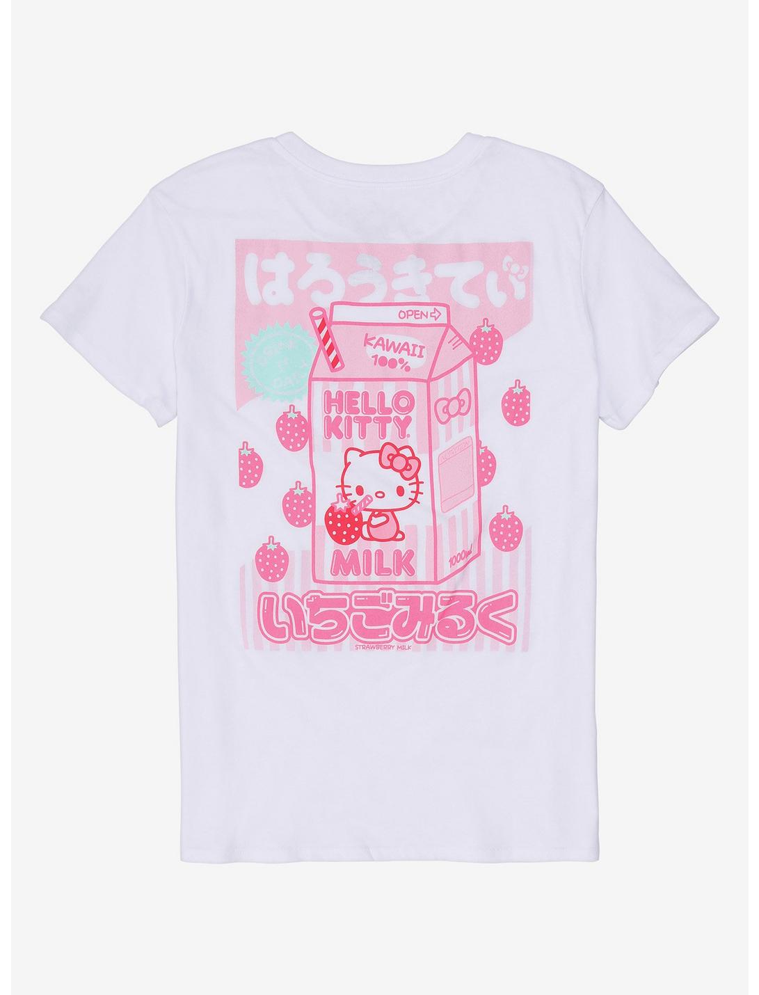 Hello Kitty Strawberry Milk Boyfriend Fit Girls T-Shirt, PINK, hi-res