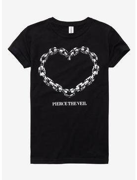 Pierce The Veil Chain Heart Boyfriend Fit Girls T-Shirt, , hi-res