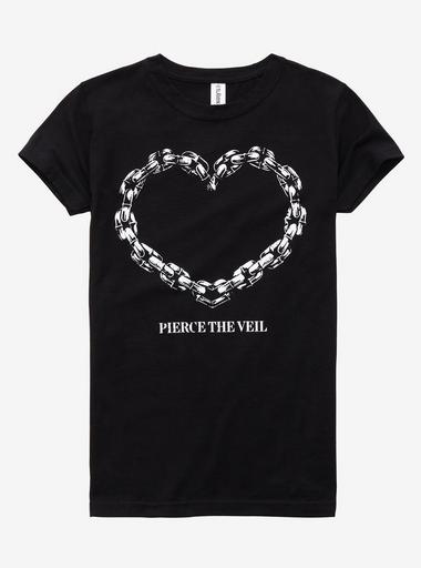 Pierce The Veil Chain Heart Boyfriend Fit Girls T-Shirt Hot Topic