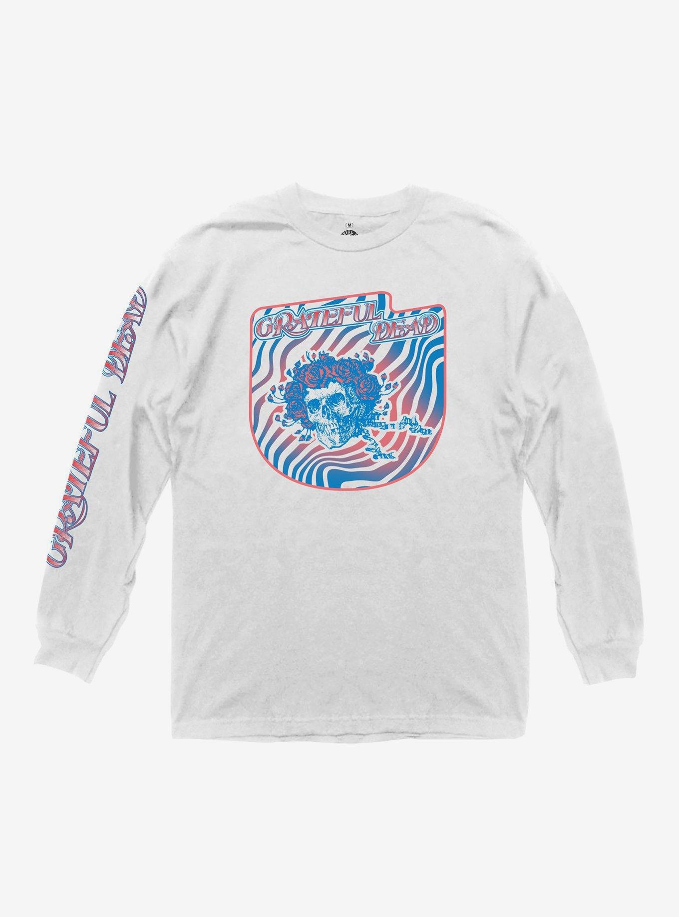 Grateful Dead Flower Skull Girls Long-Sleeve T-Shirt, WHITE, hi-res