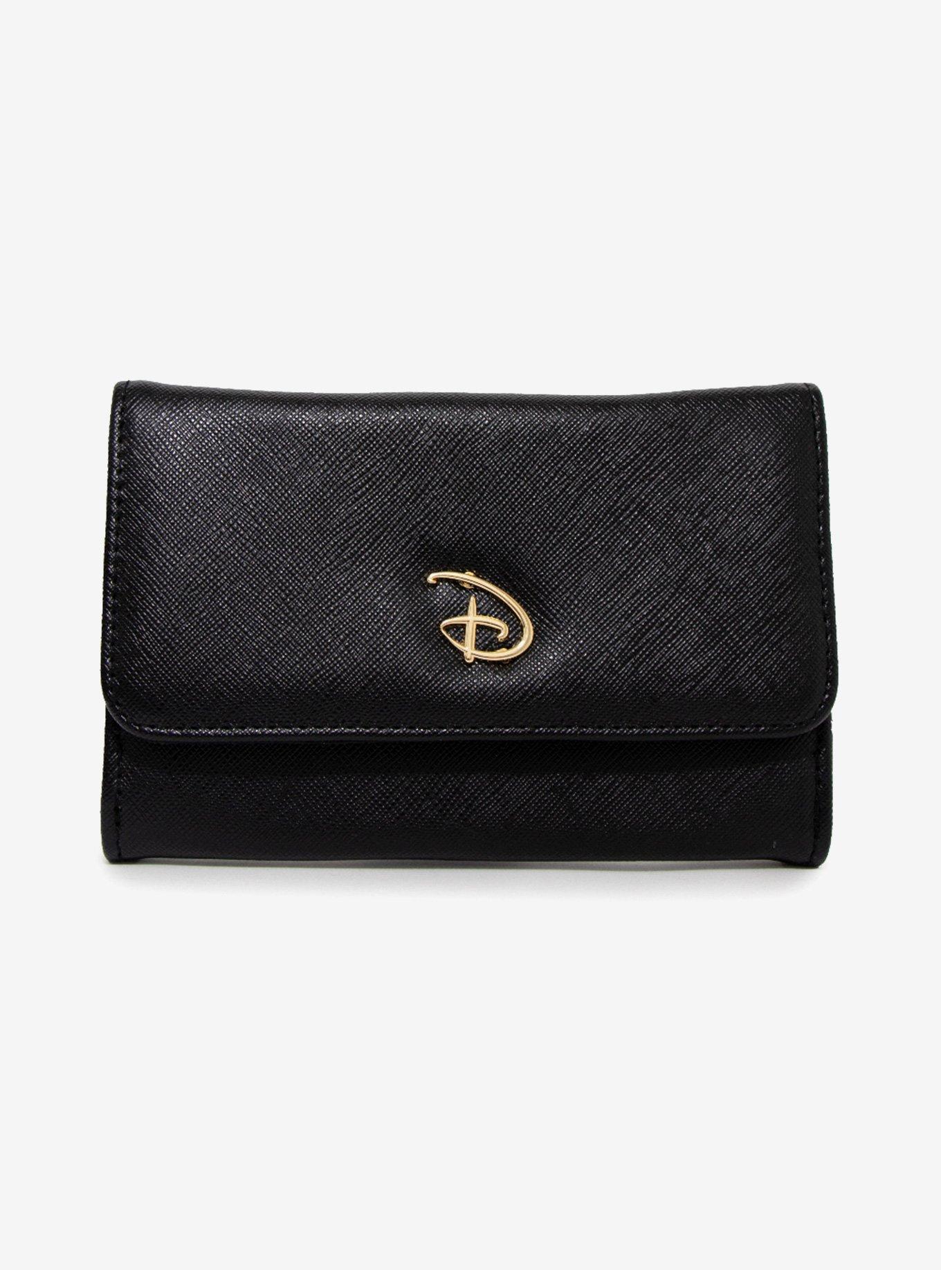 Disney Signature D Logo Gold Black Vegan Leather Foldover Wallet, , hi-res