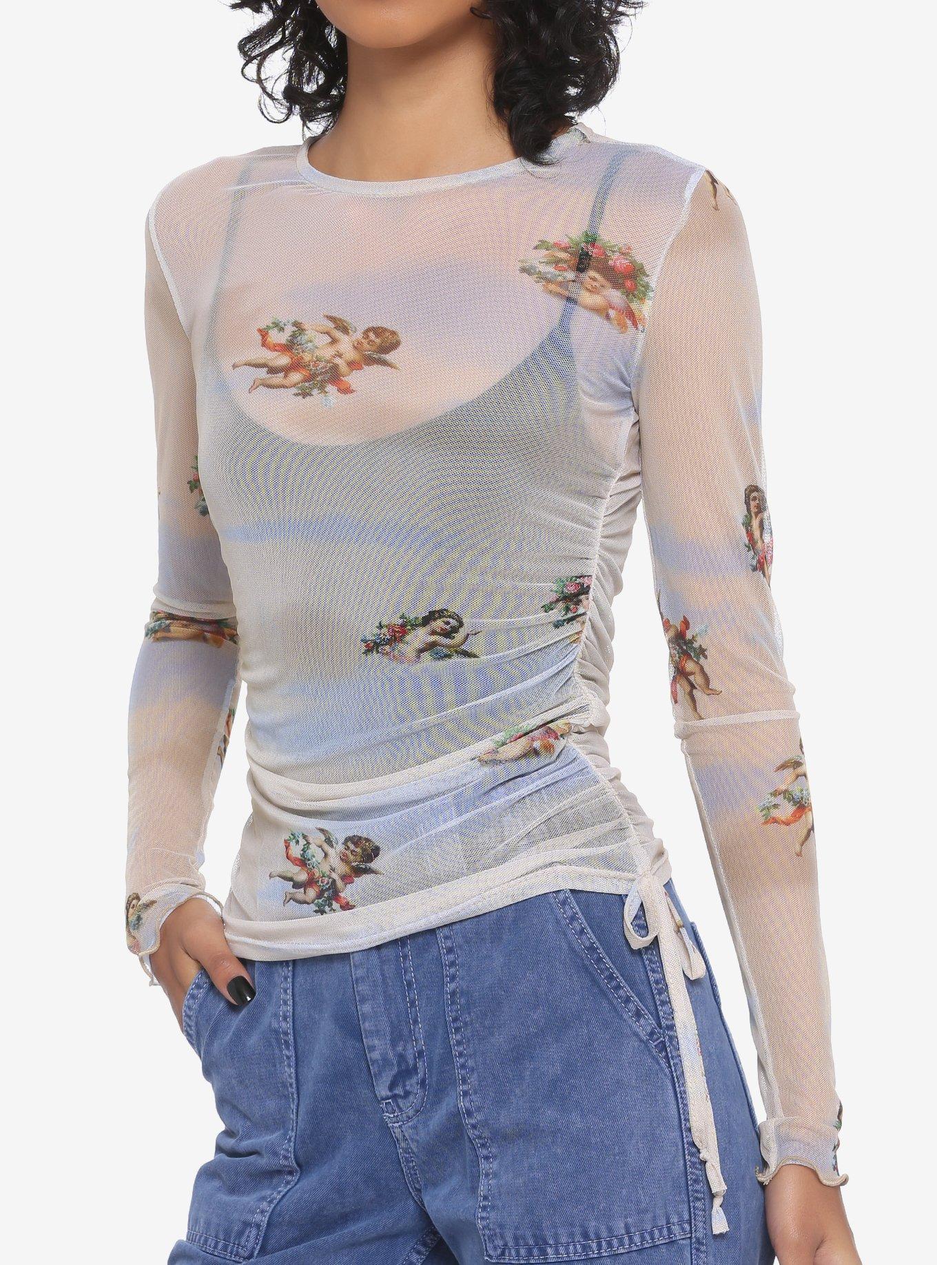 Cherub print clearance mesh top