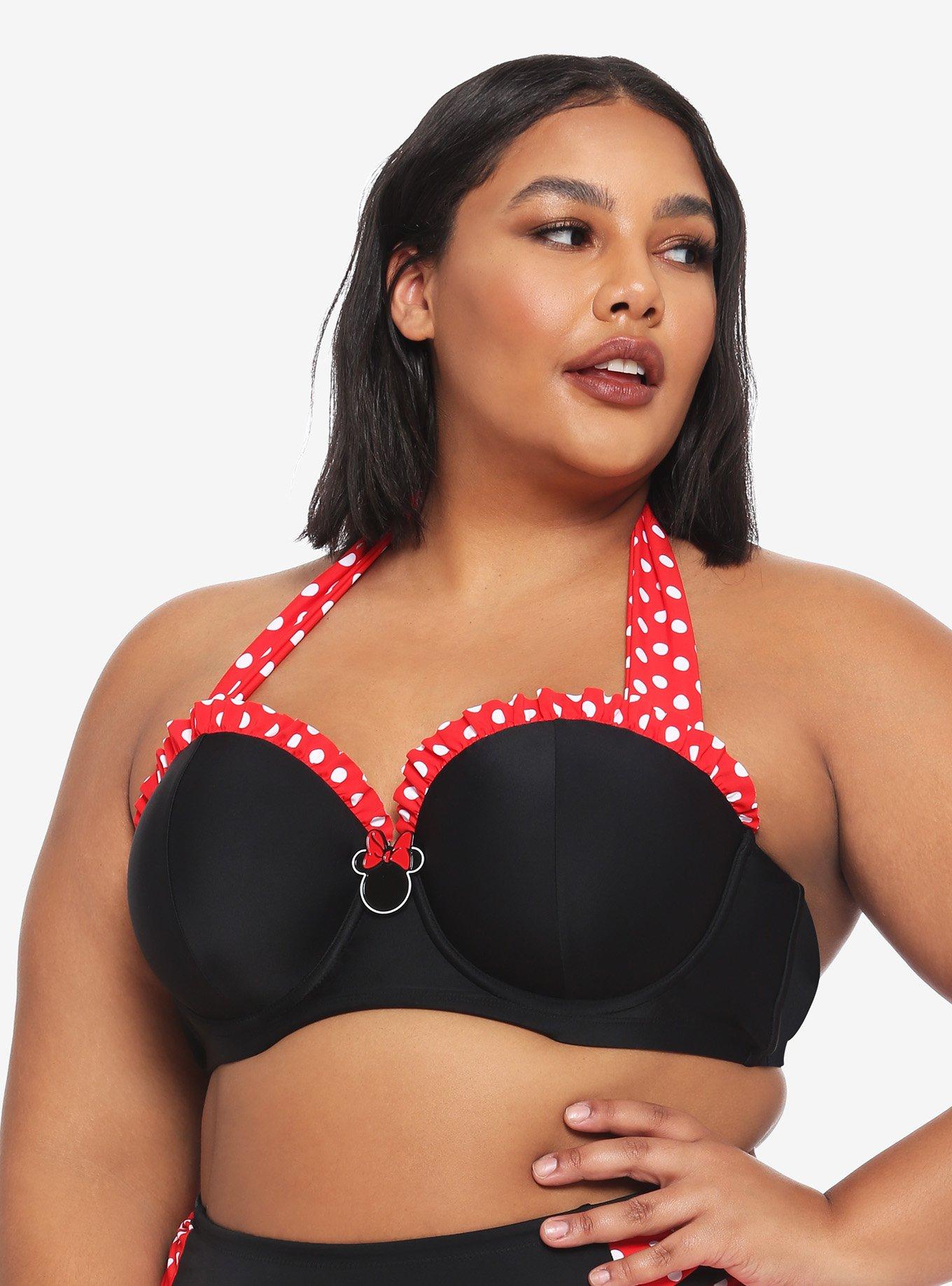Disney Minnie Mouse Ruffle Halter Swim Top Plus Size, MULTI, hi-res