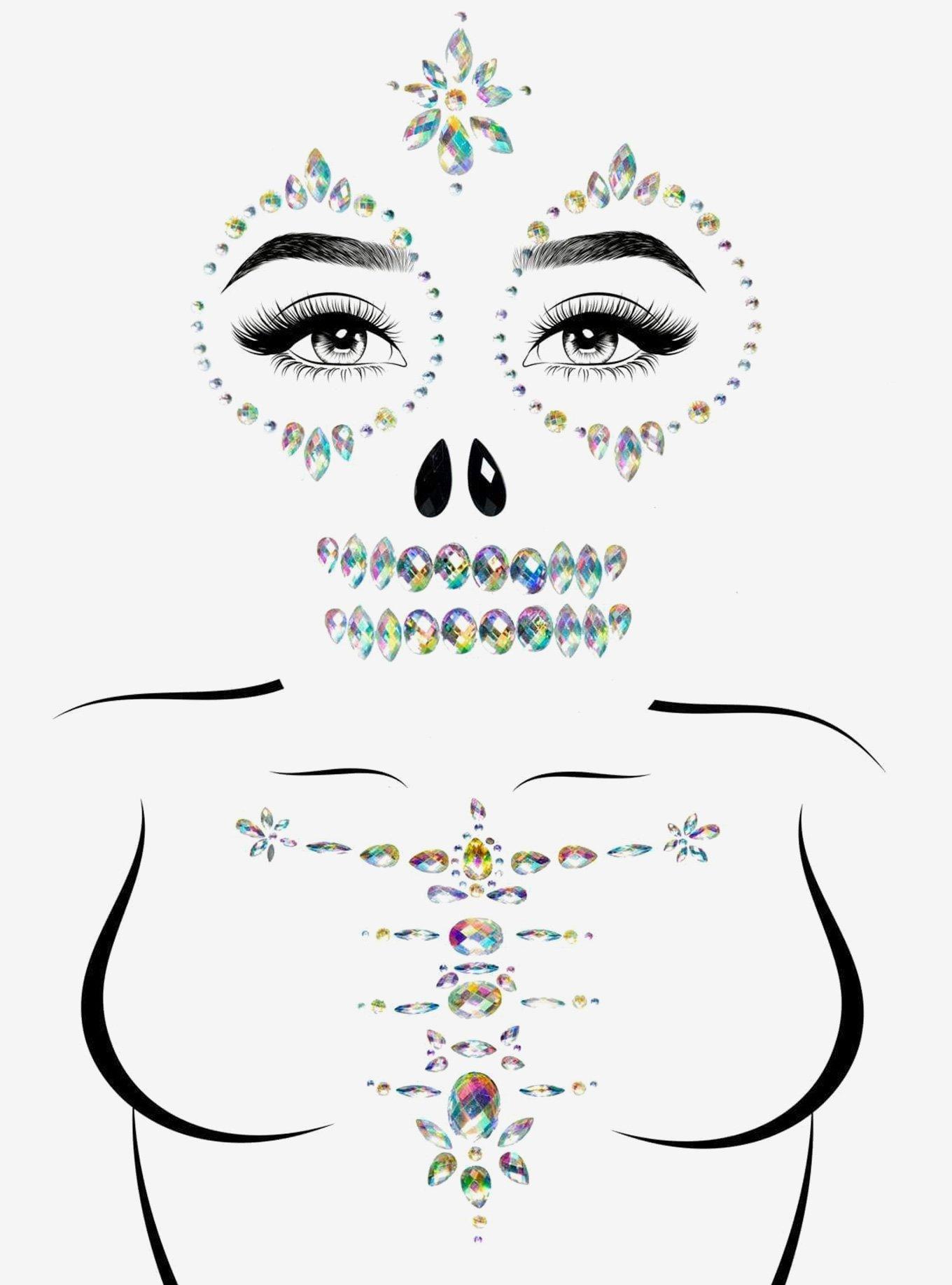 Skeleton Adhesive Jewel Stickers, , hi-res
