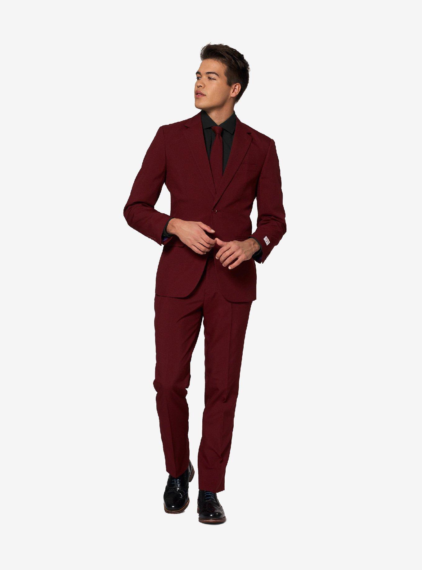 Opposuits Men's Blazing Burgundy Solid Color Suit, BURGUNDY, hi-res