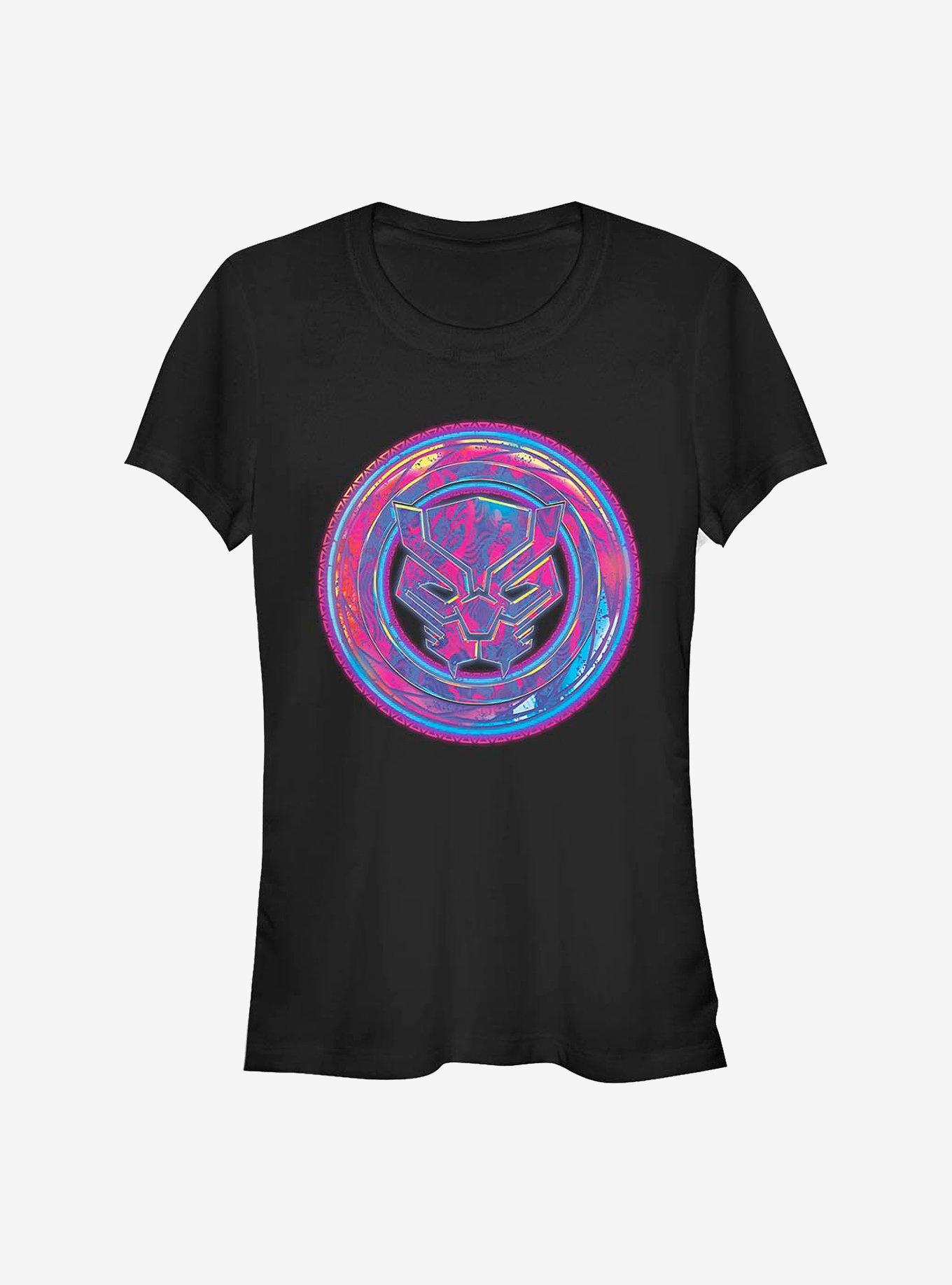 Marvel Black Panther Neon Shield Girls T-Shirt, BLACK, hi-res
