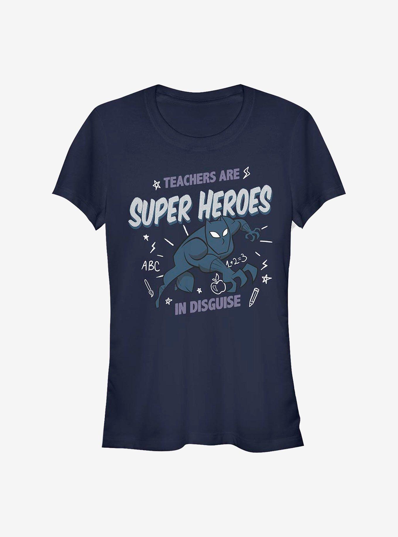 Marvel Black Panther Teachers Are Super Heroes Girls T-Shirt, NAVY, hi-res