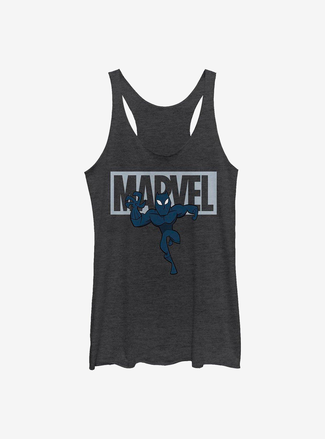 Marvel Black Panther Marvel Logo Girls Tank, BLK HTR, hi-res