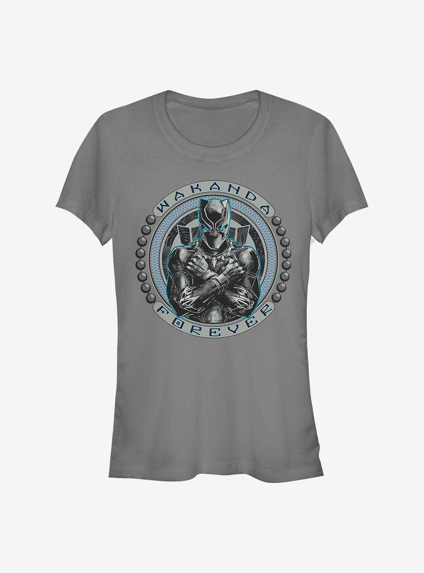 Marvel Black Panther Wakanda Beaded Emblem Girls T-Shirt, CHARCOAL, hi-res