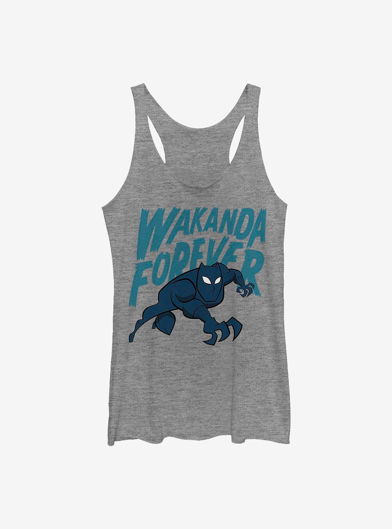 Marvel Black Panther Wakanda Forever Bold Art Girls Tank, GRAY HTR, hi-res