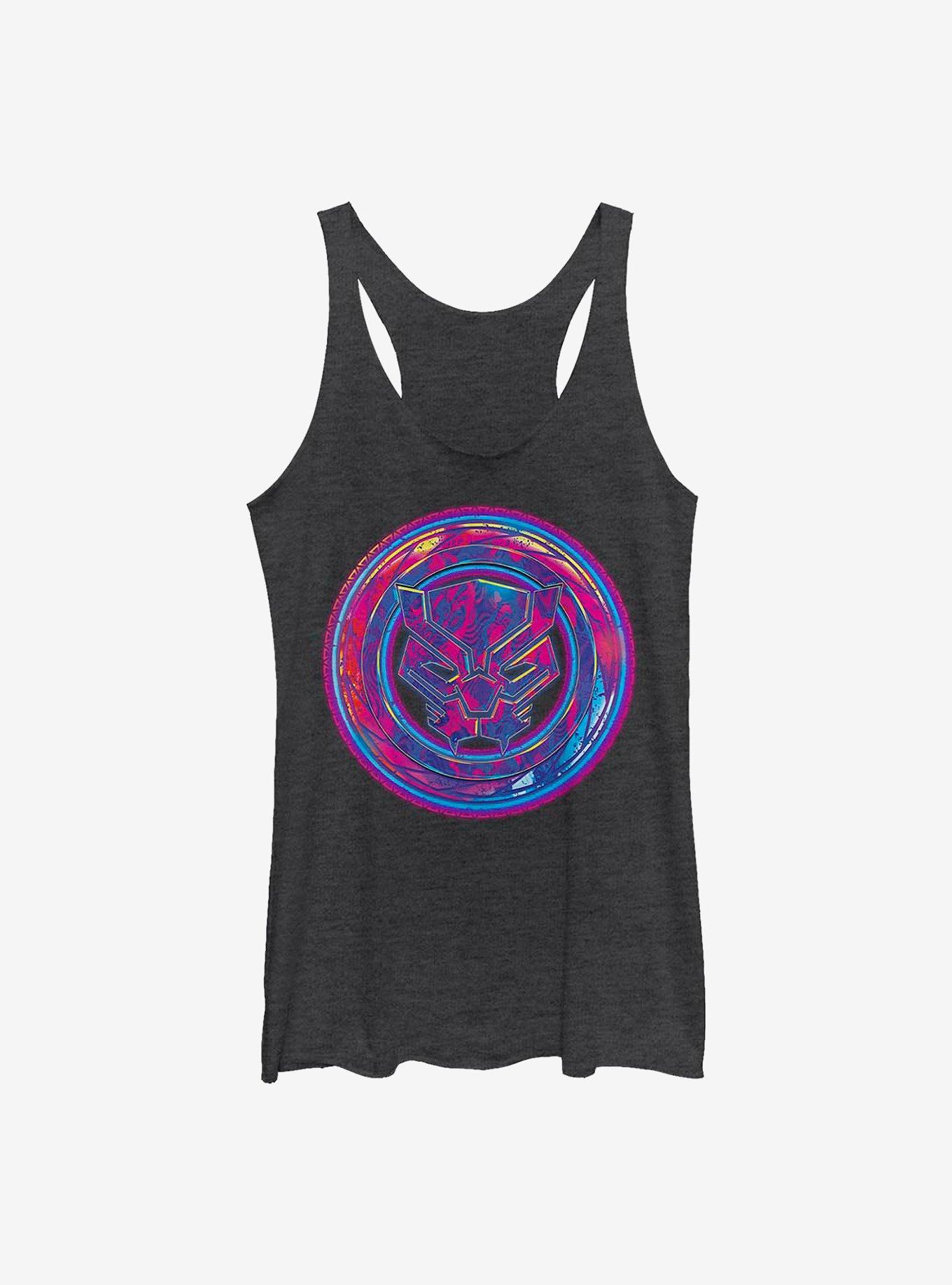 Marvel Black Panther Neon Shield Girls Tank, BLK HTR, hi-res