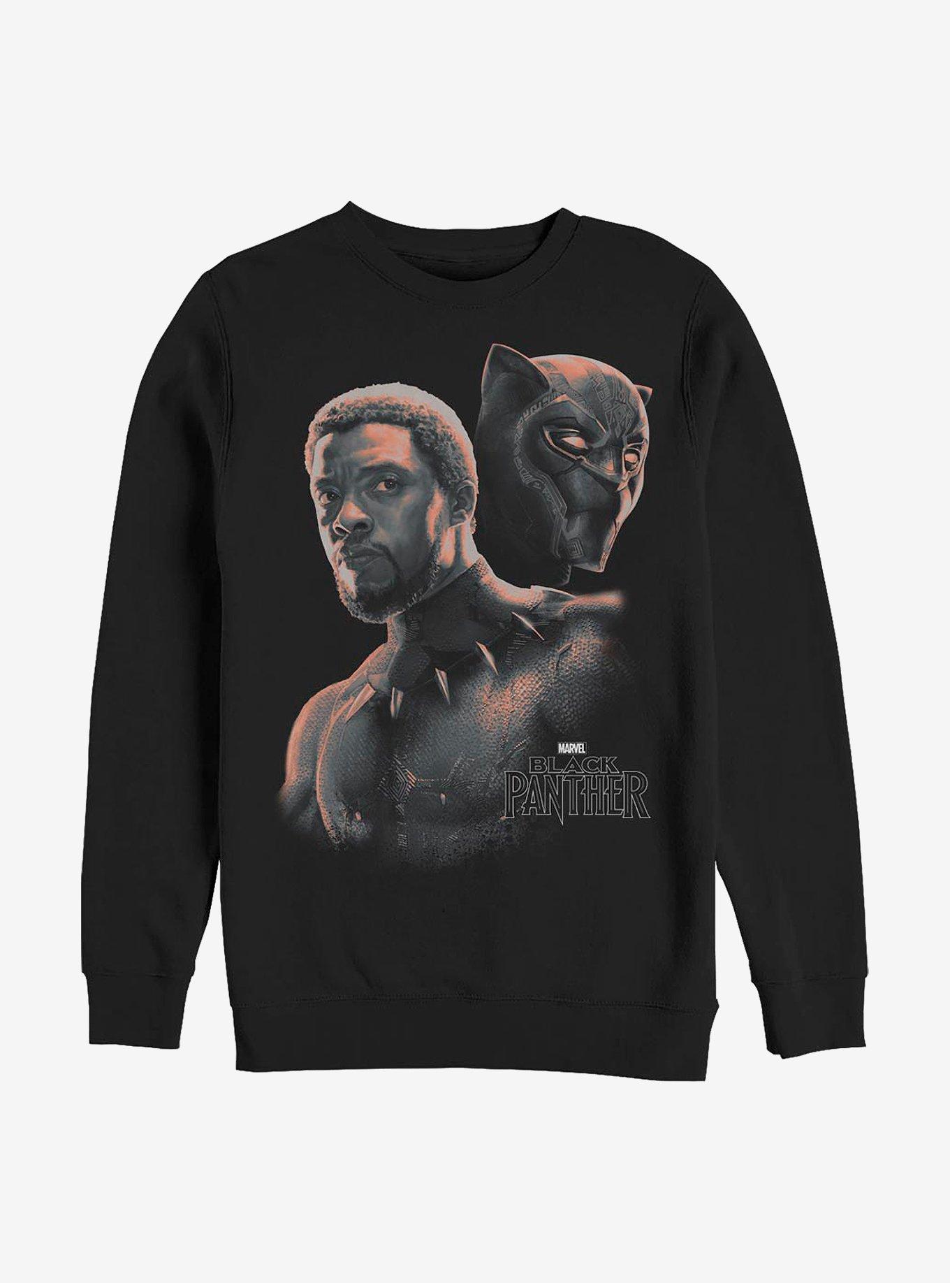 Marvel Black Panther T'Challa Unmasked Crew Sweatshirt, BLACK, hi-res