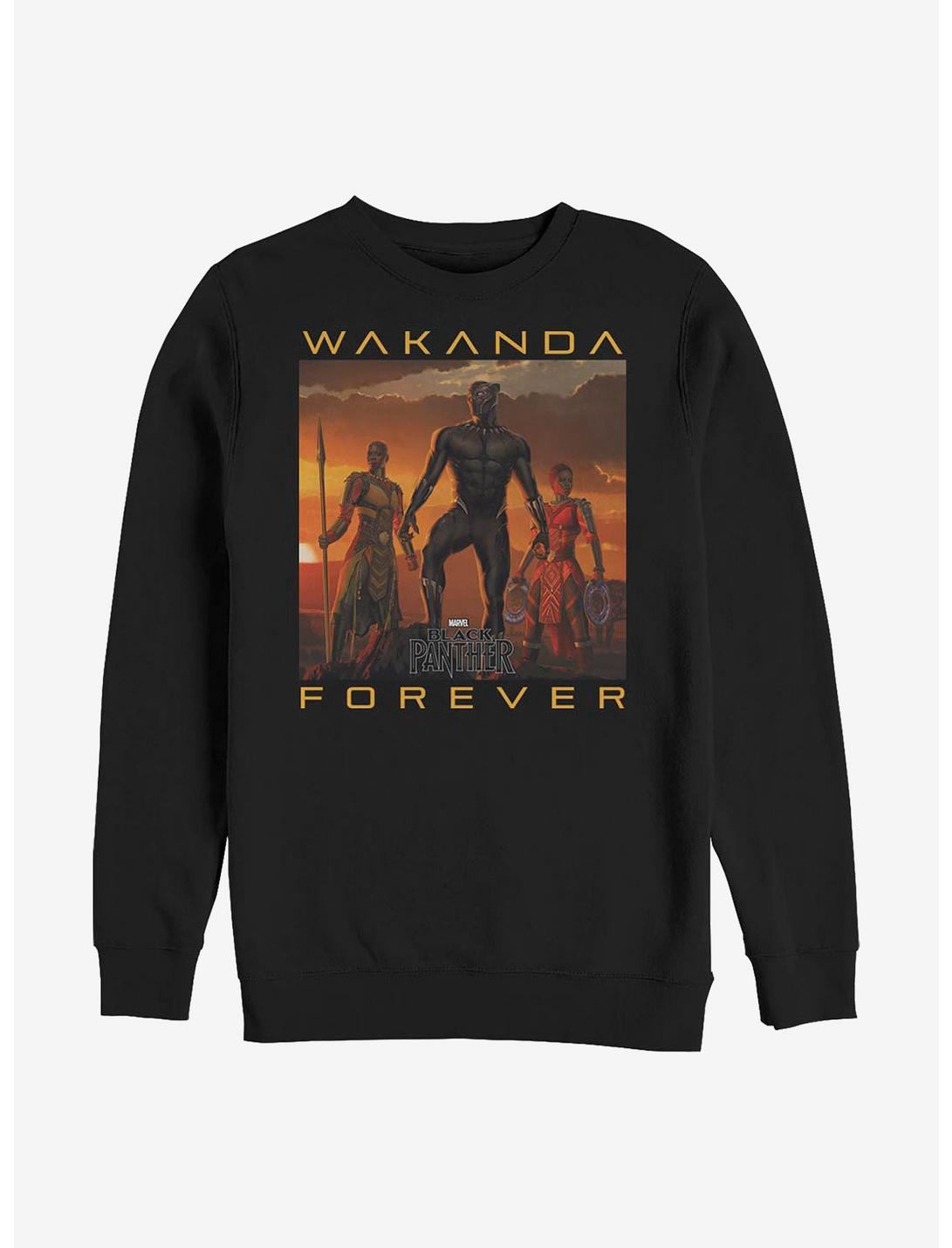 Marvel Black Panther Wakanda Forever Crew Sweatshirt, BLACK, hi-res