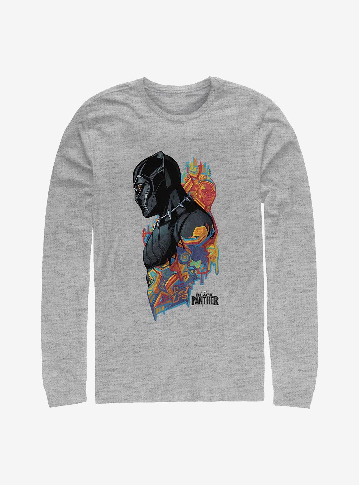 Marvel Black Panther Colorful Panther Long-Sleeve T-Shirt, ATH HTR, hi-res