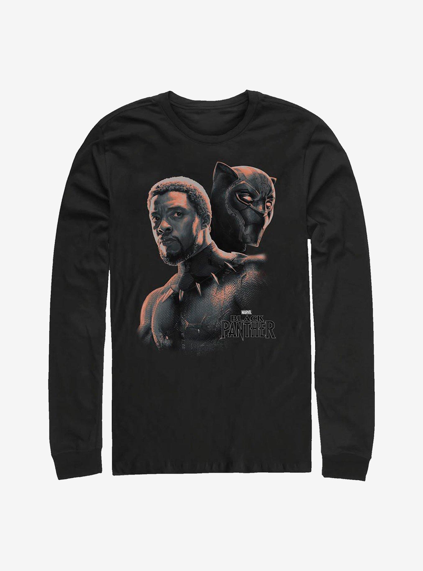 Marvel Black Panther T'Challa Unmasked Long-Sleeve T-Shirt, BLACK, hi-res