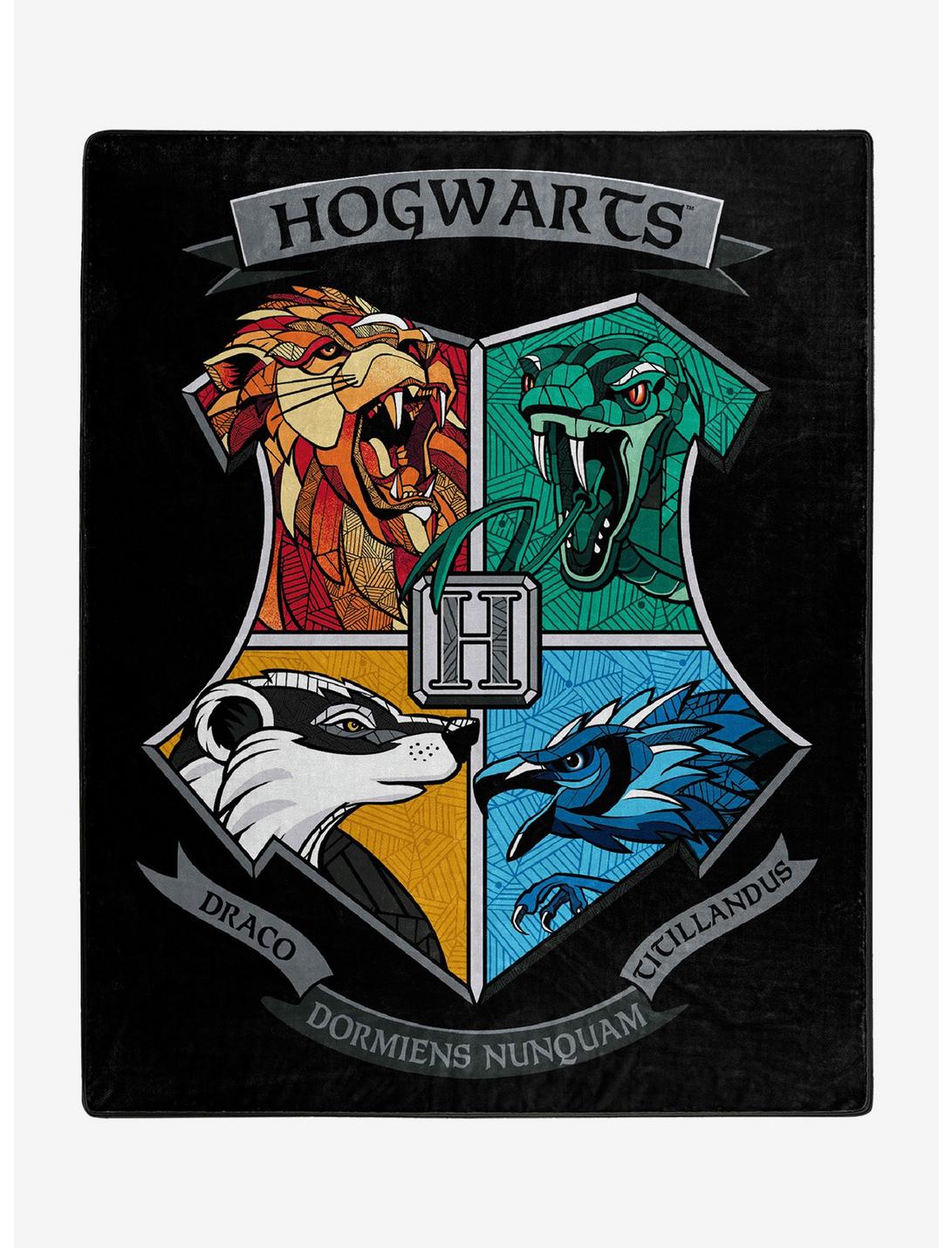 Harry Potter Hogwarts Crests Throw Blanket, , hi-res