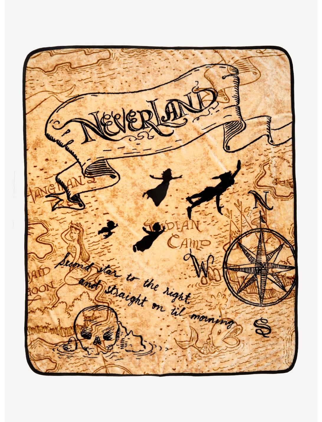 Disney Peter Pan Never Land Map Throw Blanket, , hi-res