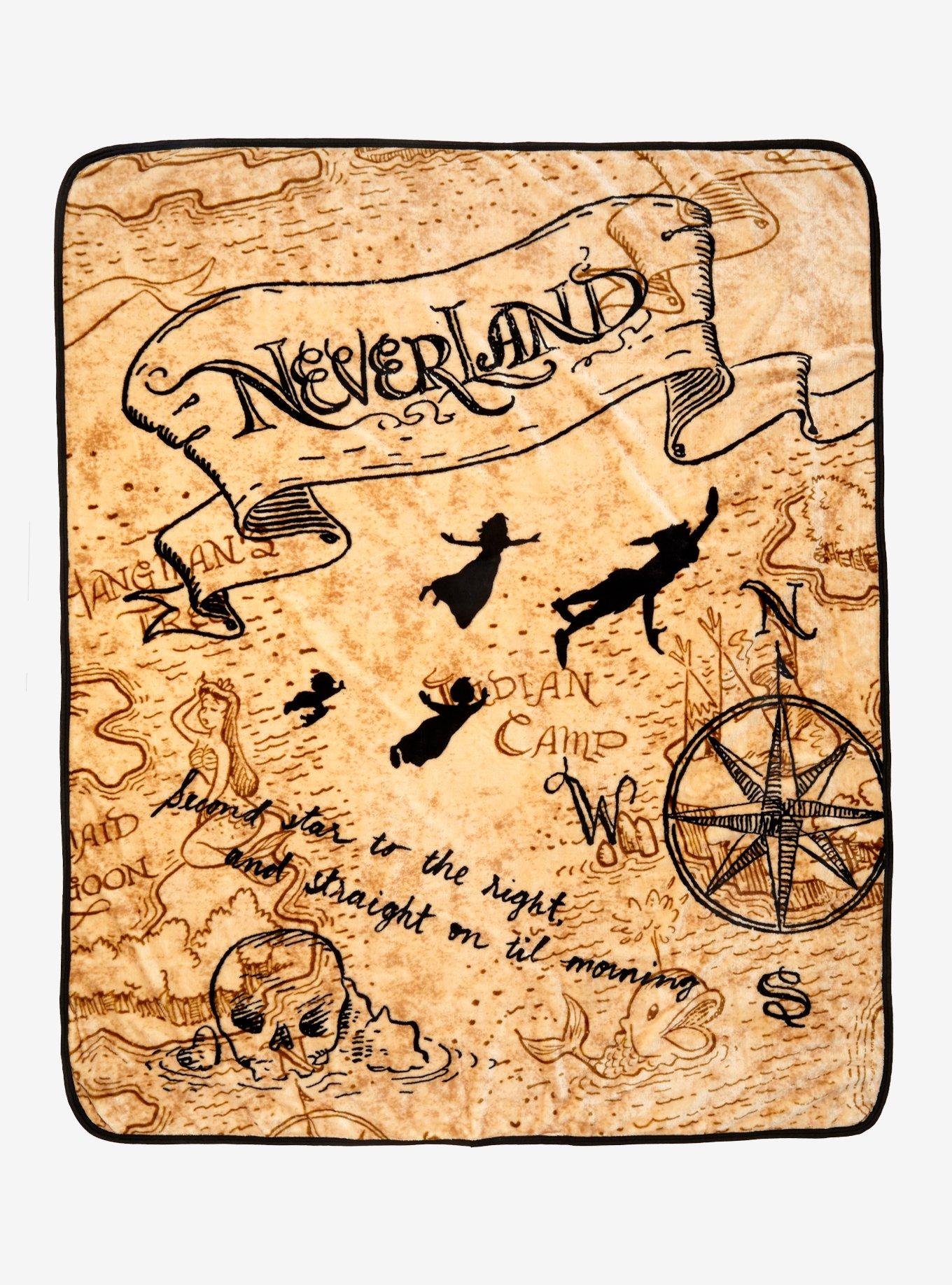 Disney Peter Pan Never Land Map Throw Blanket, , hi-res