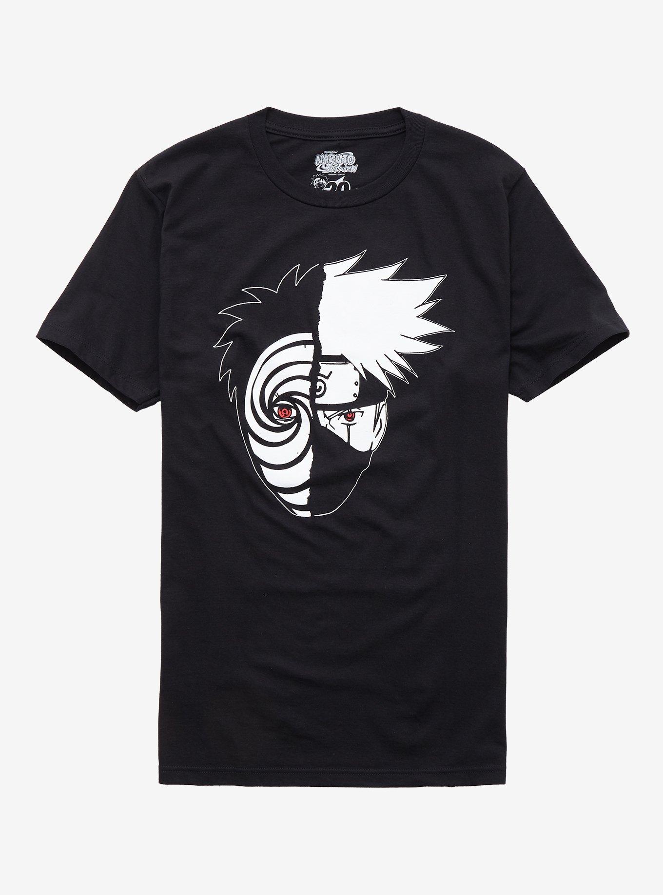 Naruto Shippuden Kakashi Tobi Split Face T-Shirt : Clothing,  Shoes & Jewelry