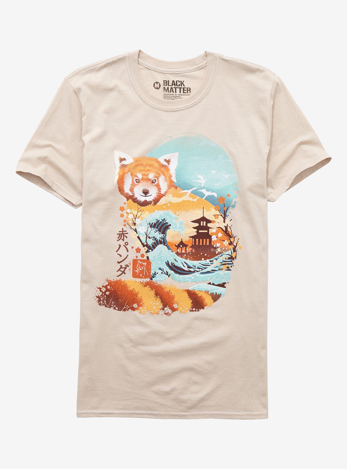 Red Panda Wave T-Shirt By Dandingeroz, SAND, hi-res