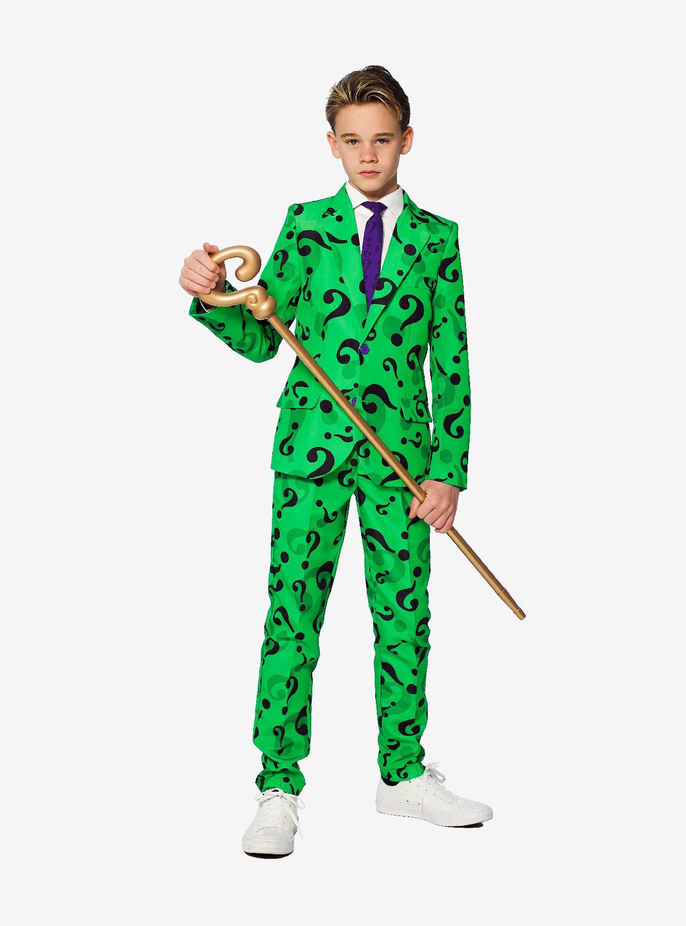 DC Comics Batman The Riddler Youth Halloween Suit, GREEN, hi-res